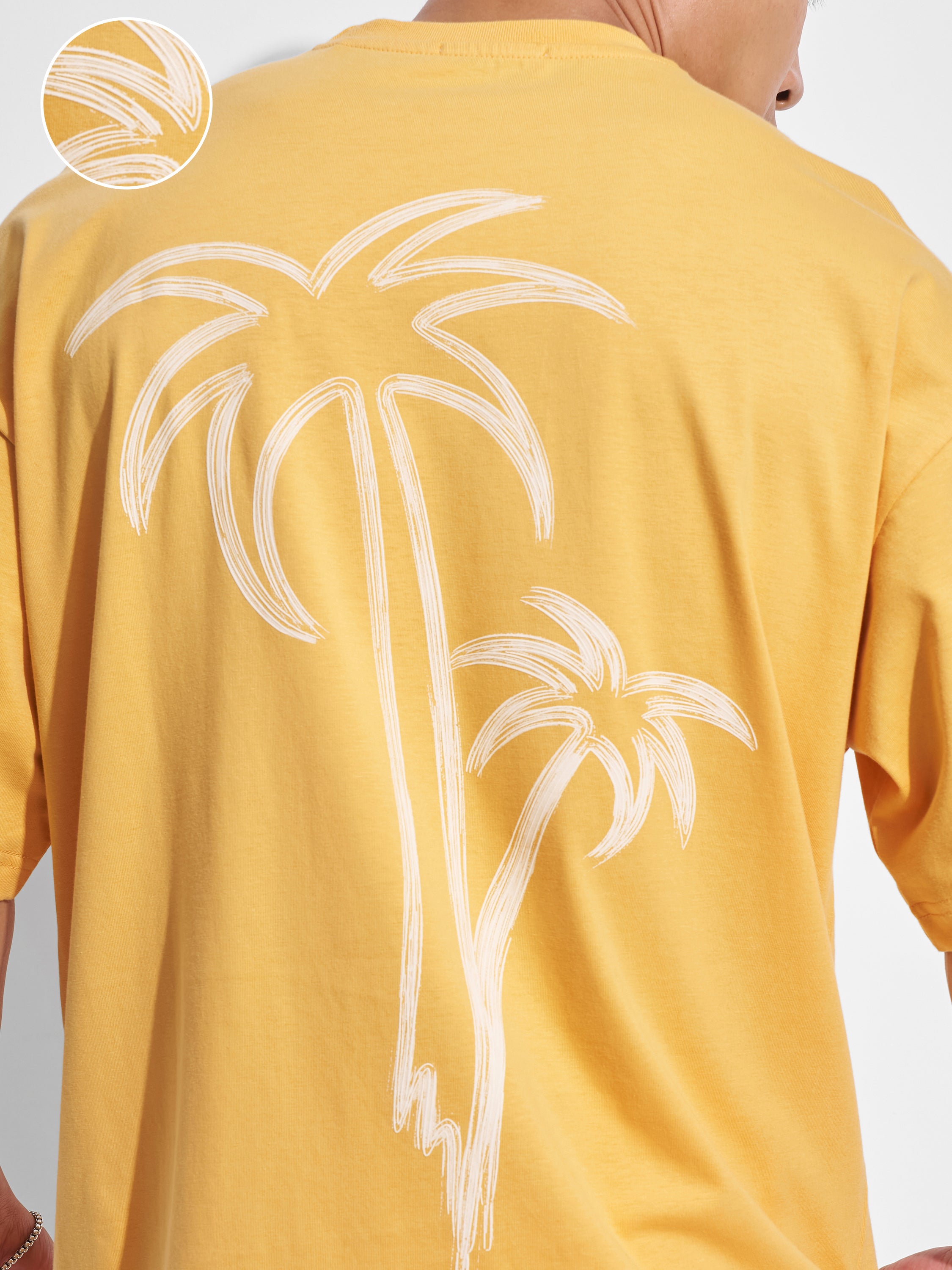 Highlander Men Yellow Printed Round Neck Oversized Fit T-Shirt - Yellow - Image 5