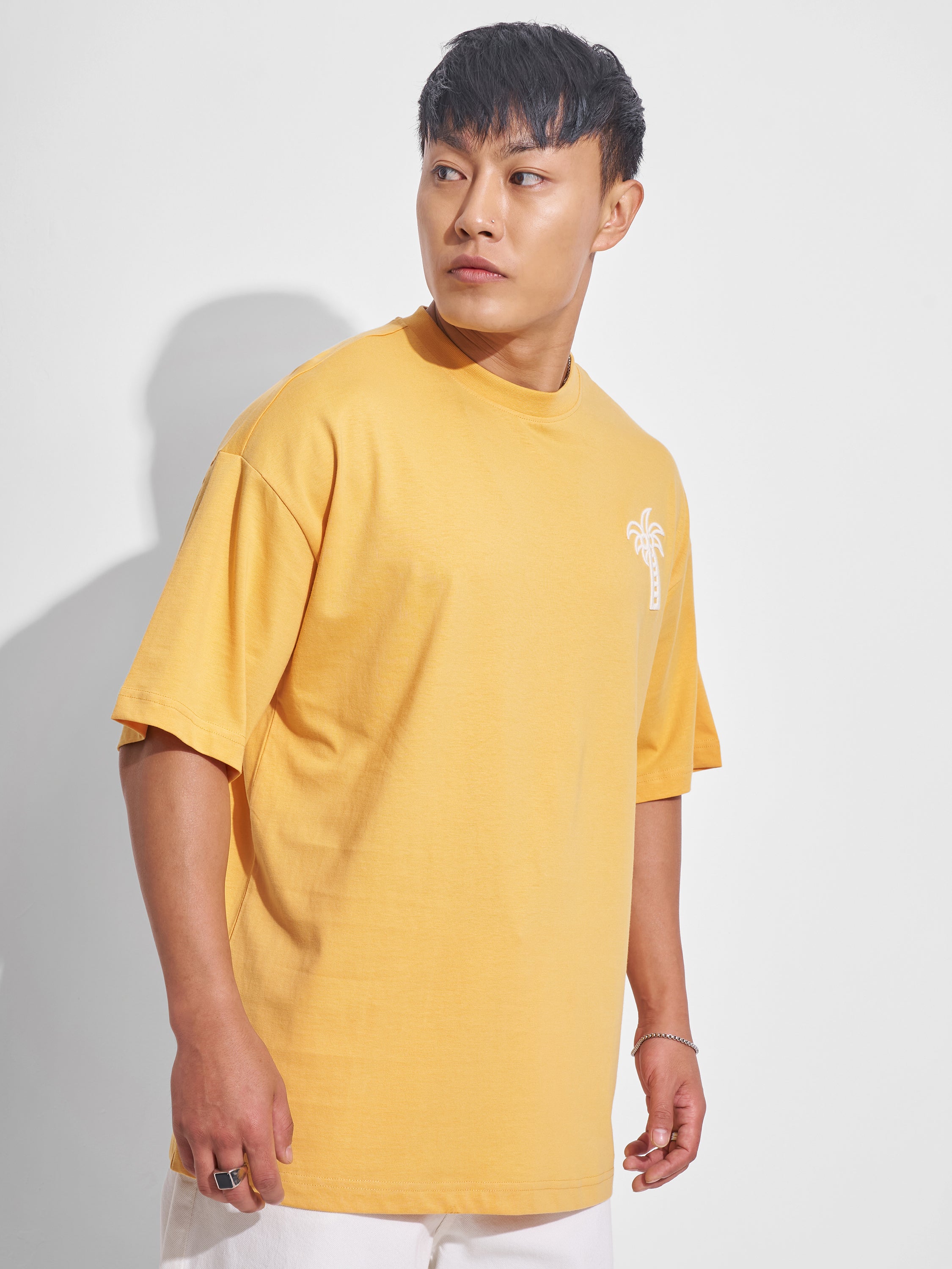 Highlander Men Yellow Printed Round Neck Oversized Fit T-Shirt - Yellow - Image 6
