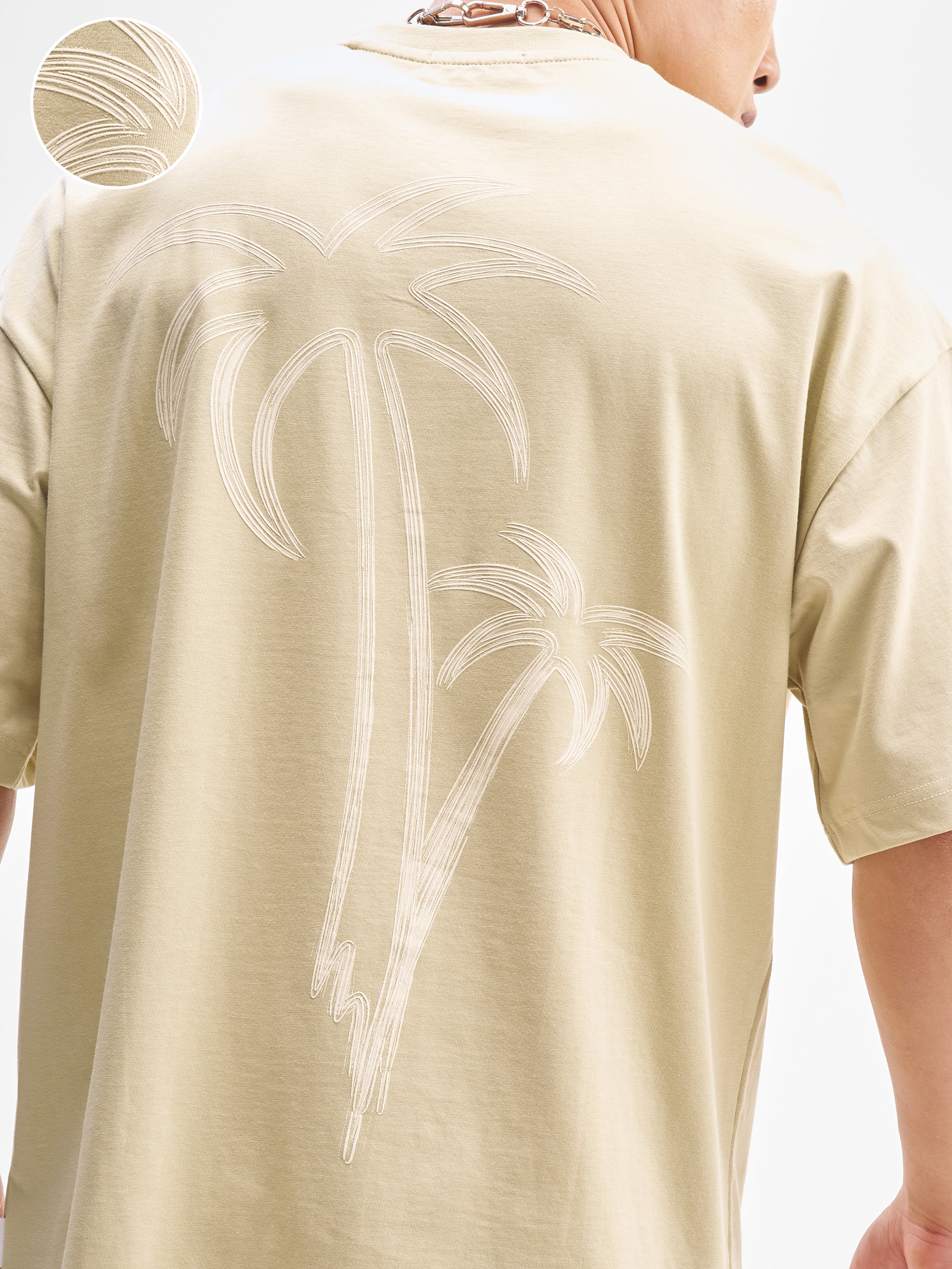 Highlander Men Nude Printed Round Neck Oversized Fit T-Shirt - Nude - Image 5