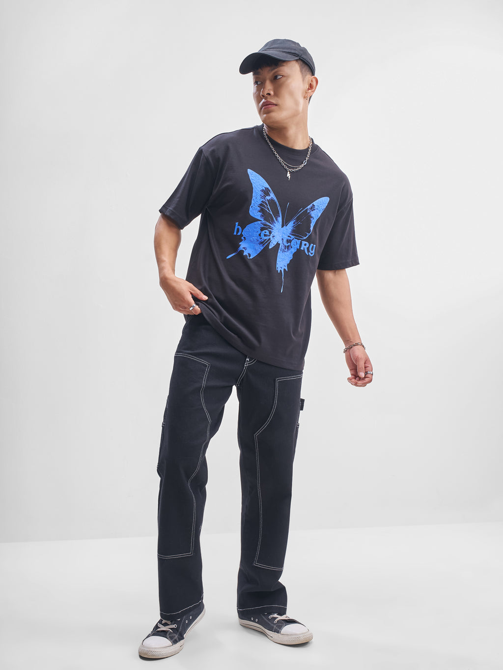 Highlander Men Navy Blue Printed Round Neck T-Shirt - Navy Blue - Image 2