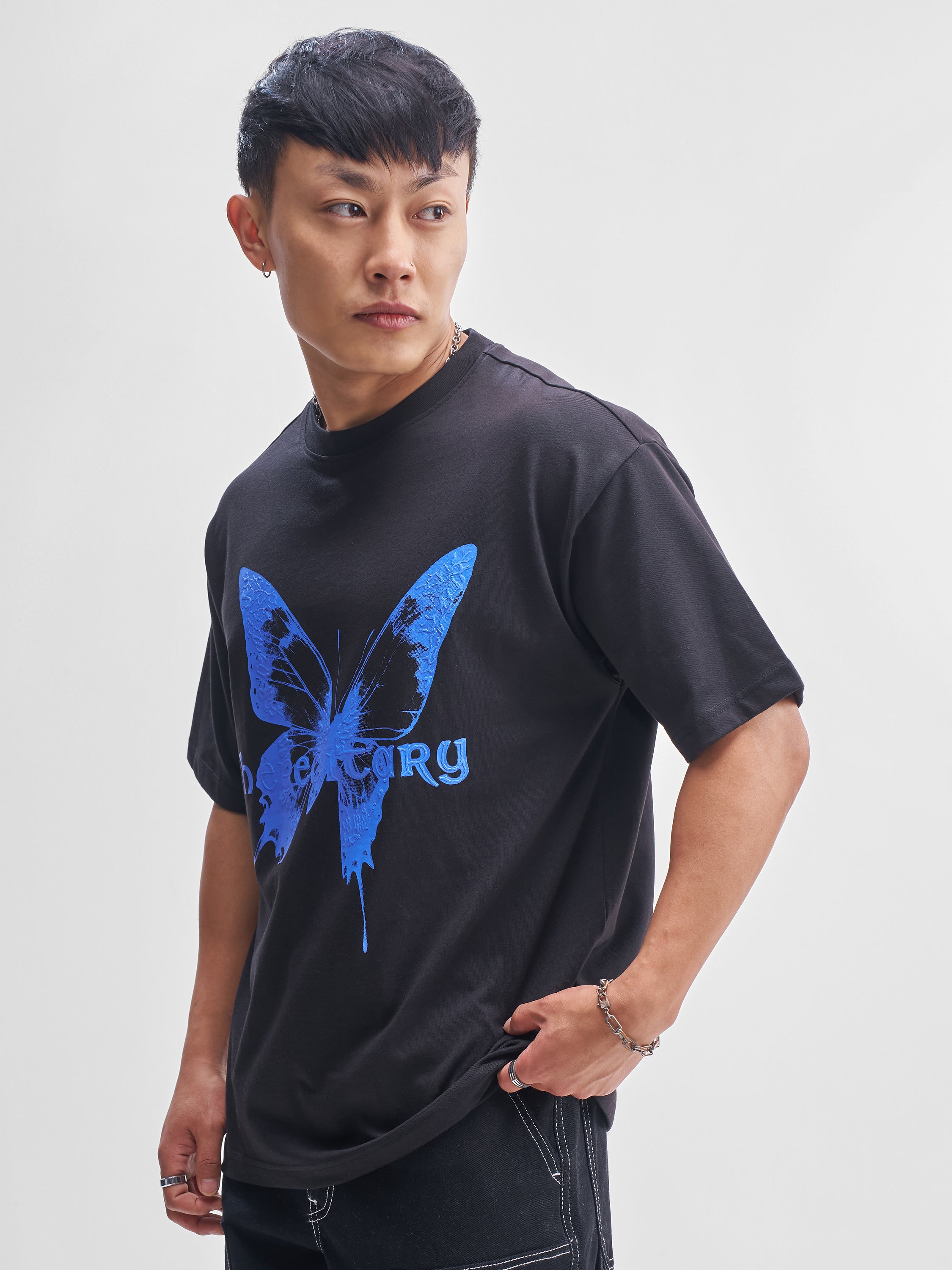 Highlander Men Navy Blue Printed Round Neck T-Shirt - Navy Blue - Image 4