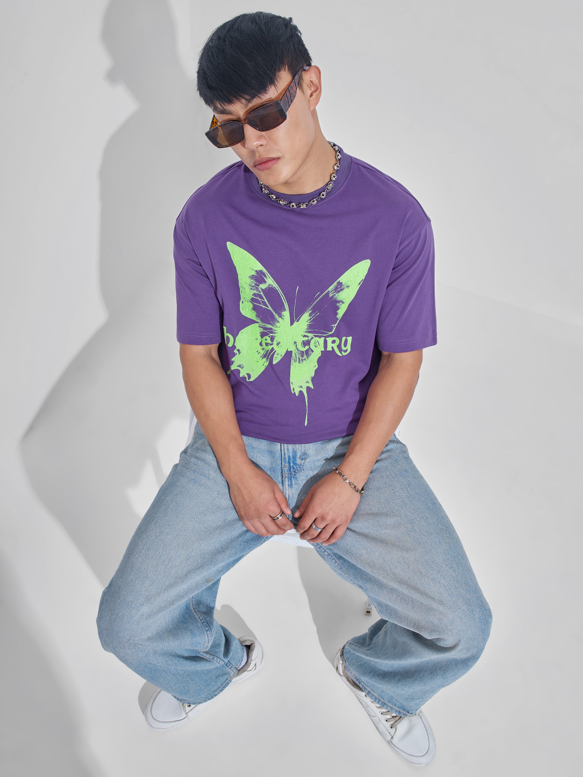 Highlander Men Purple Printed Round Neck T-Shirt - Purple - Image 2