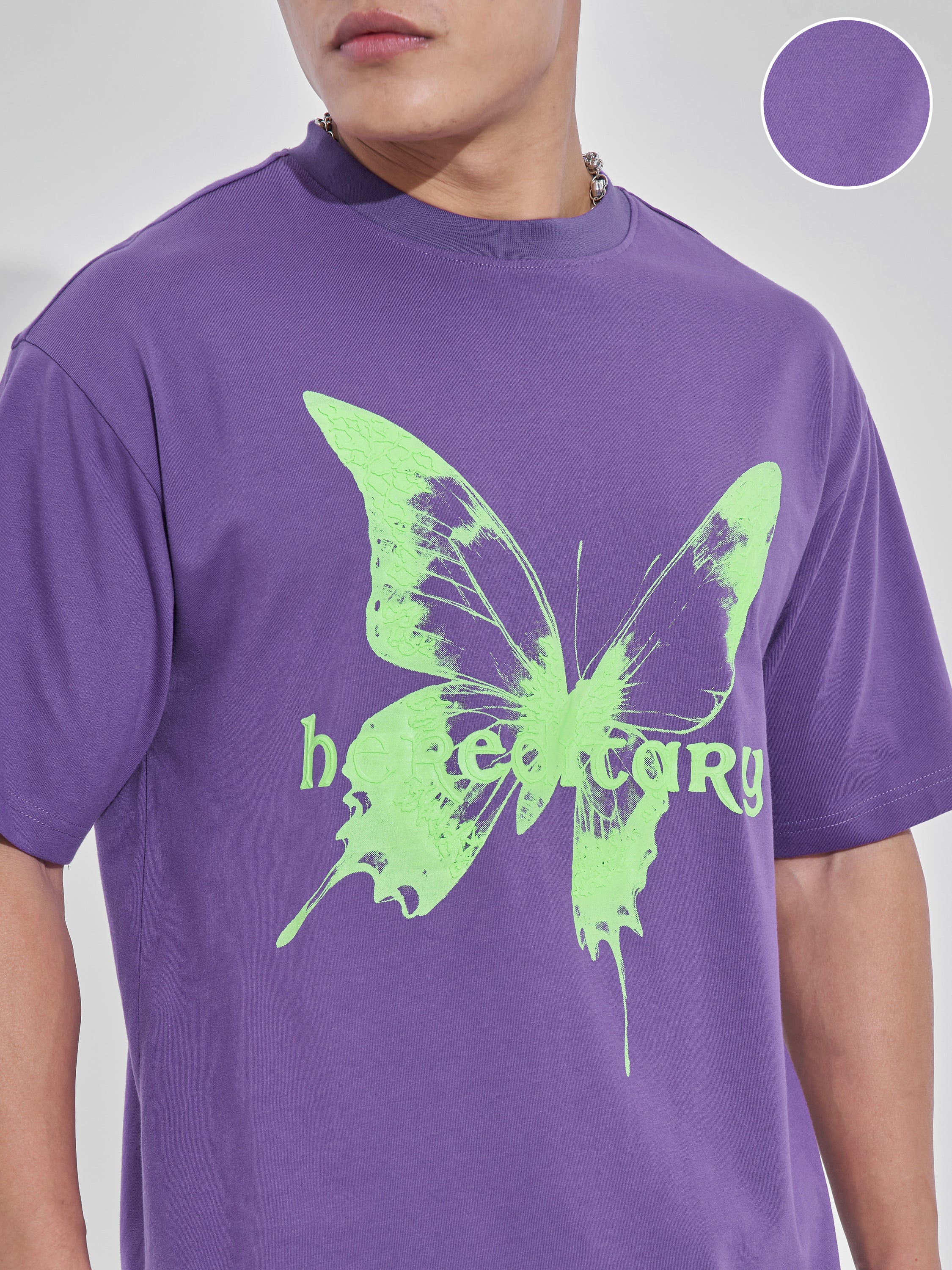Highlander Men Purple Printed Round Neck T-Shirt - Purple - Image 5