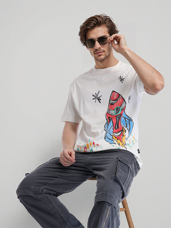 Highlander Men White Printed Round Neck T-Shirt - White - Image 1