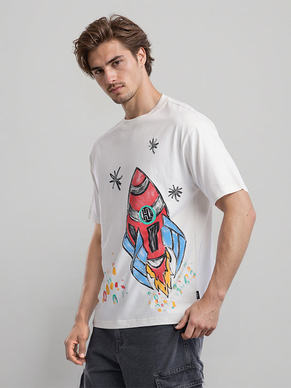 Highlander Men White Printed Round Neck T-Shirt - White - Image 4