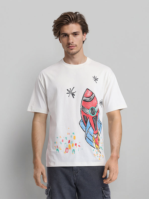 Highlander Men White Printed Round Neck T-Shirt - White - Image 6