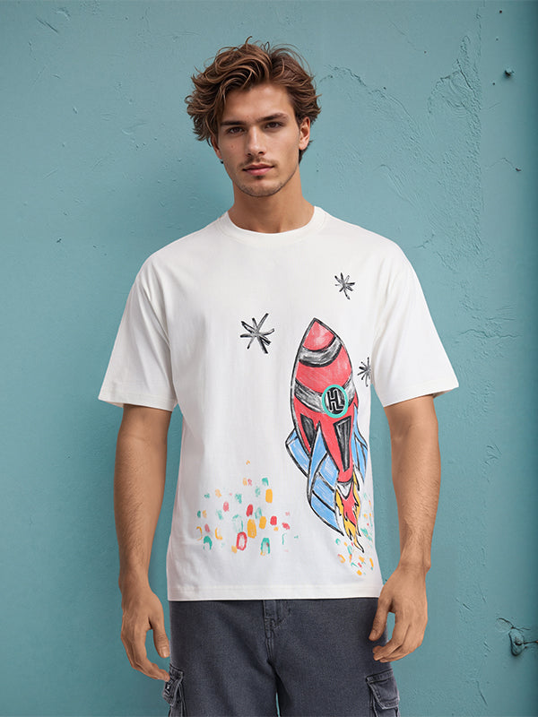 Highlander Men White Printed Round Neck T-Shirt - White - Image 7