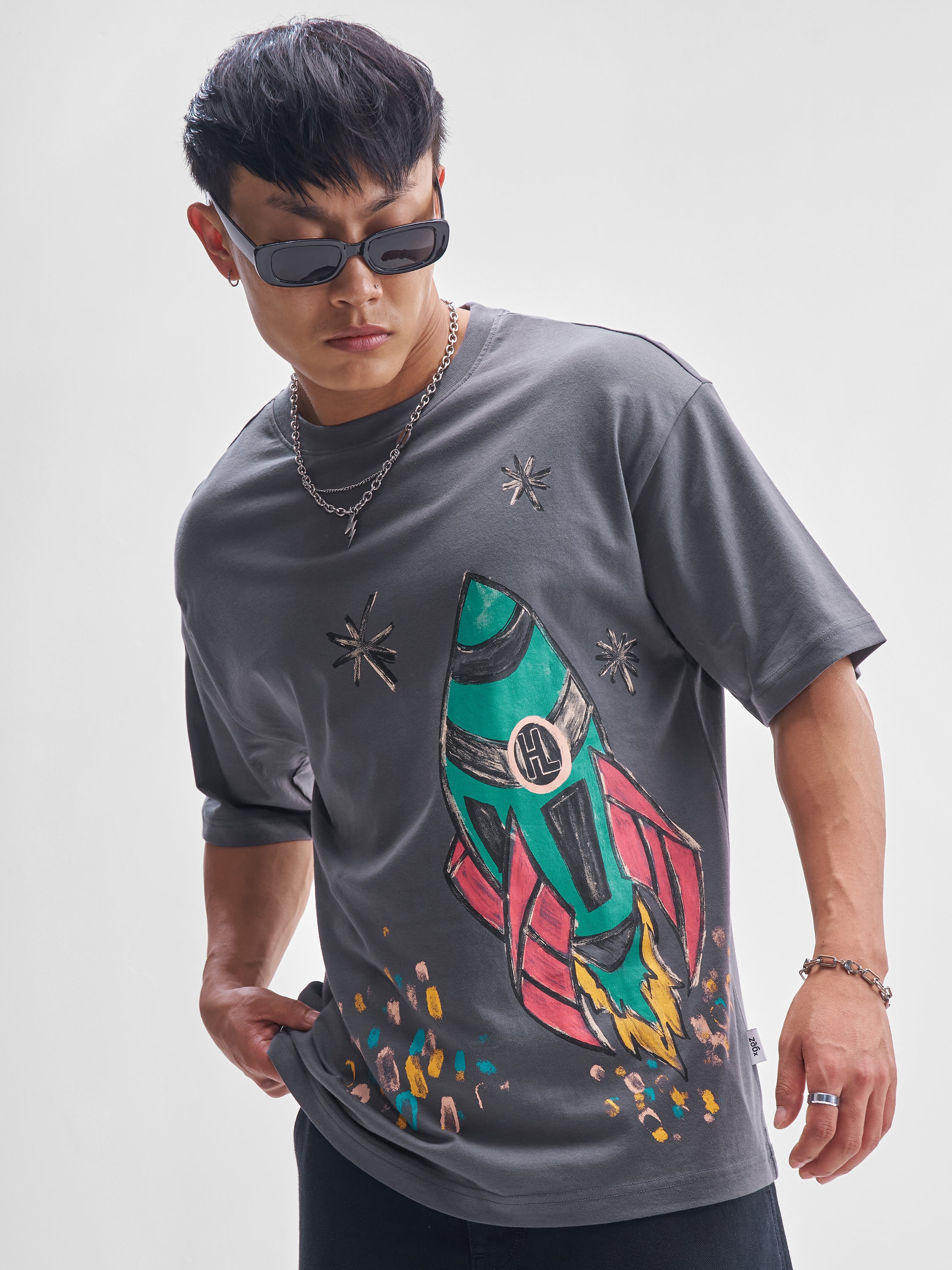 Highlander Men Grey Printed Round Neck T-Shirt - Grey - Image 1