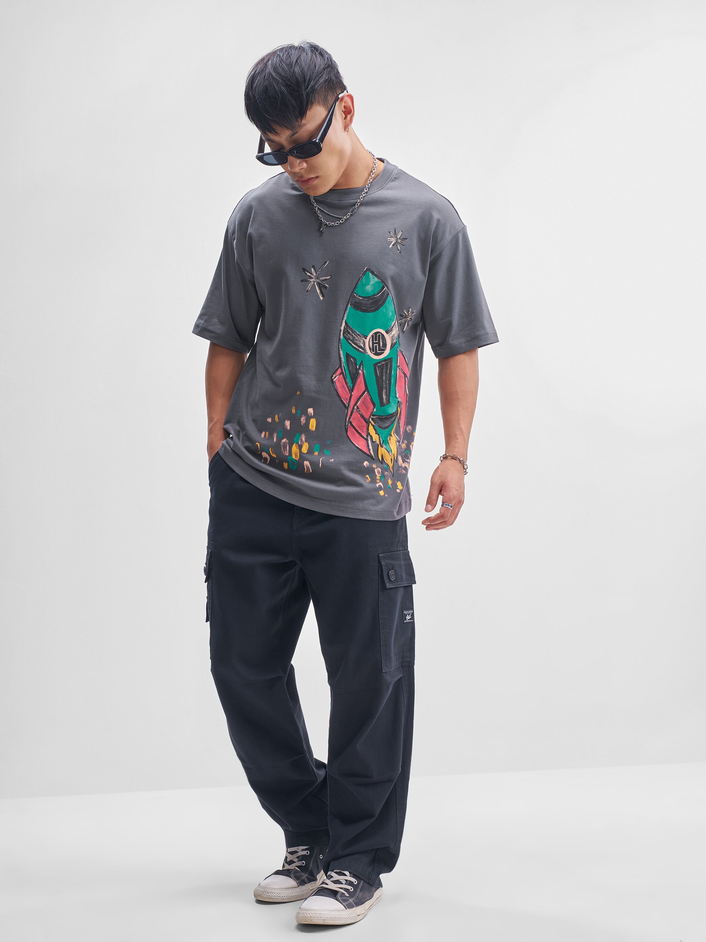 Highlander Men Grey Printed Round Neck T-Shirt - Grey - Image 2