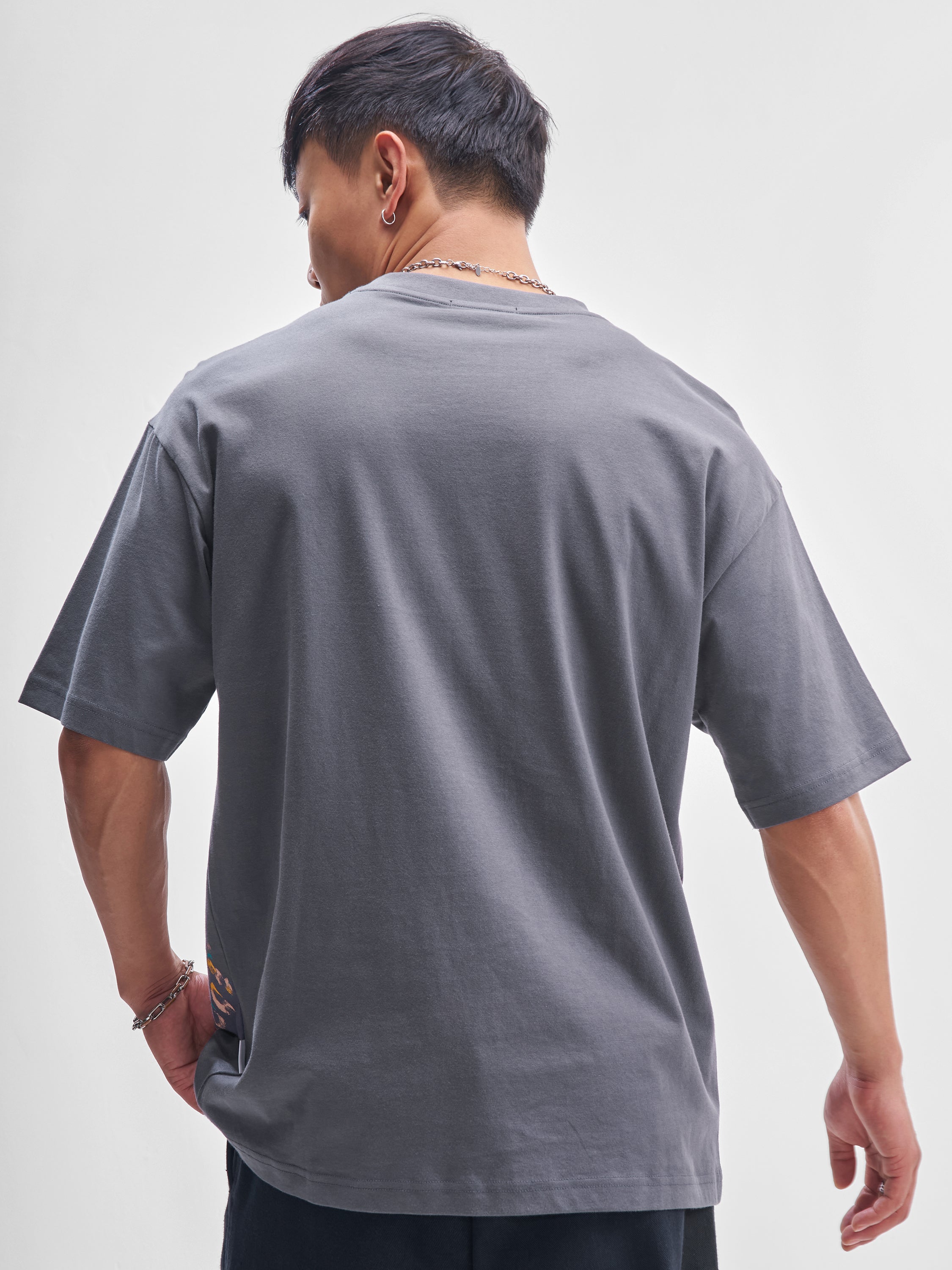 Highlander Men Grey Printed Round Neck T-Shirt - Grey - Image 3