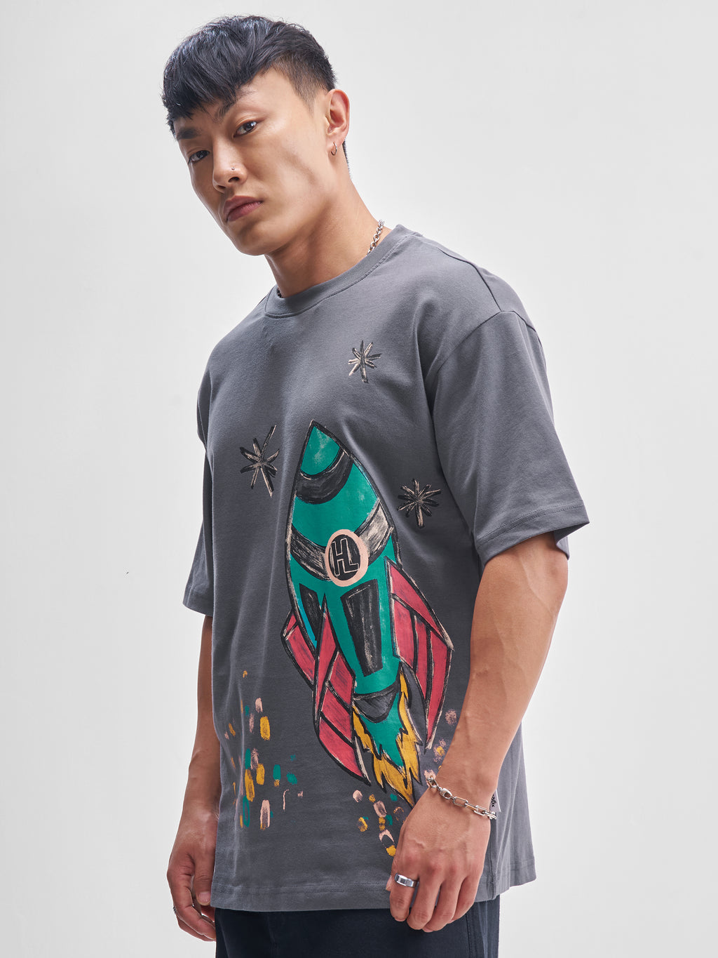 Highlander Men Grey Printed Round Neck T-Shirt - Grey - Image 4