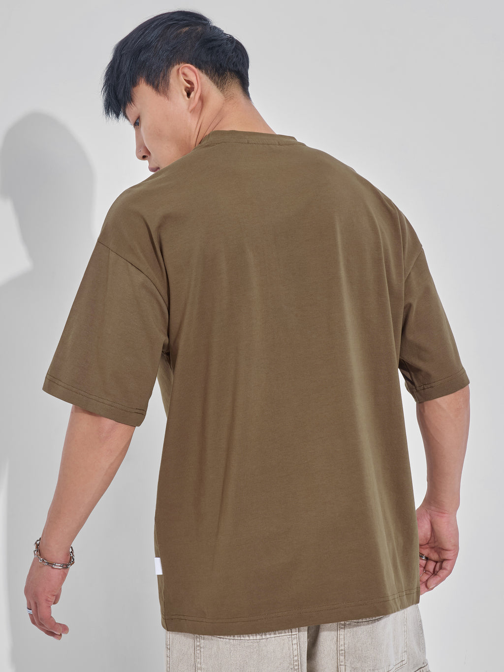 Highlander Men Khaki Printed Round Neck Oversized Fit T-Shirt - Khaki - Image 3