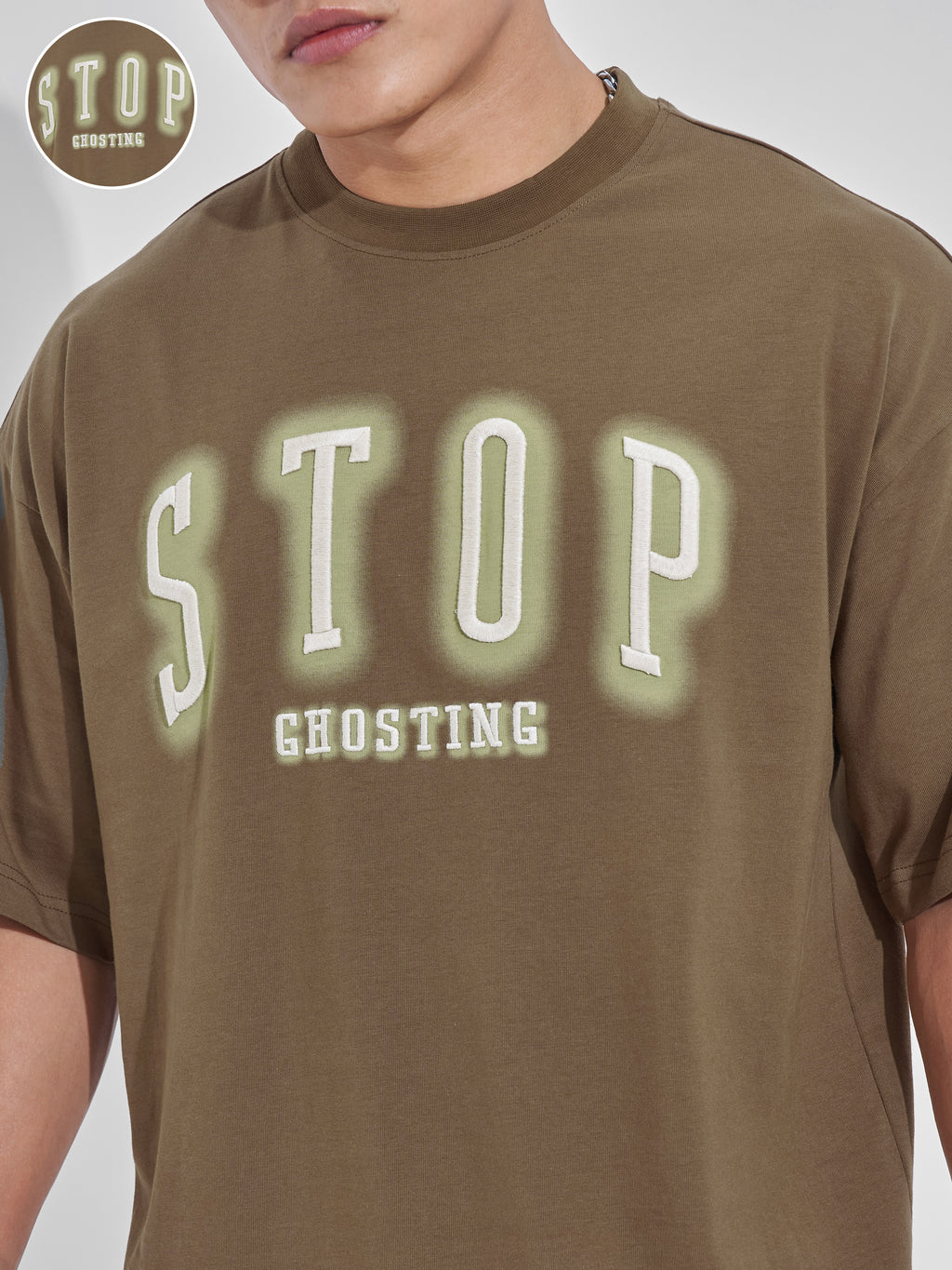 Highlander Men Khaki Printed Round Neck Oversized Fit T-Shirt - Khaki - Image 5