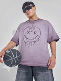 Highlander Men Mauve Printed Round Neck Oversized Fit T-Shirt - Mauve - Image 1