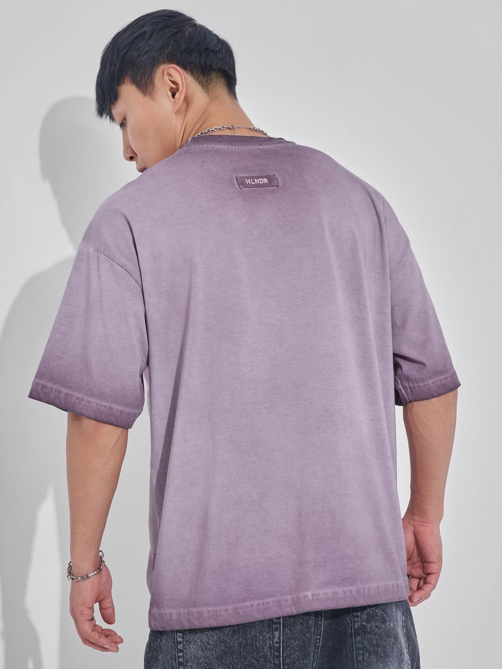 Highlander Men Mauve Printed Round Neck Oversized Fit T-Shirt - Mauve - Image 3