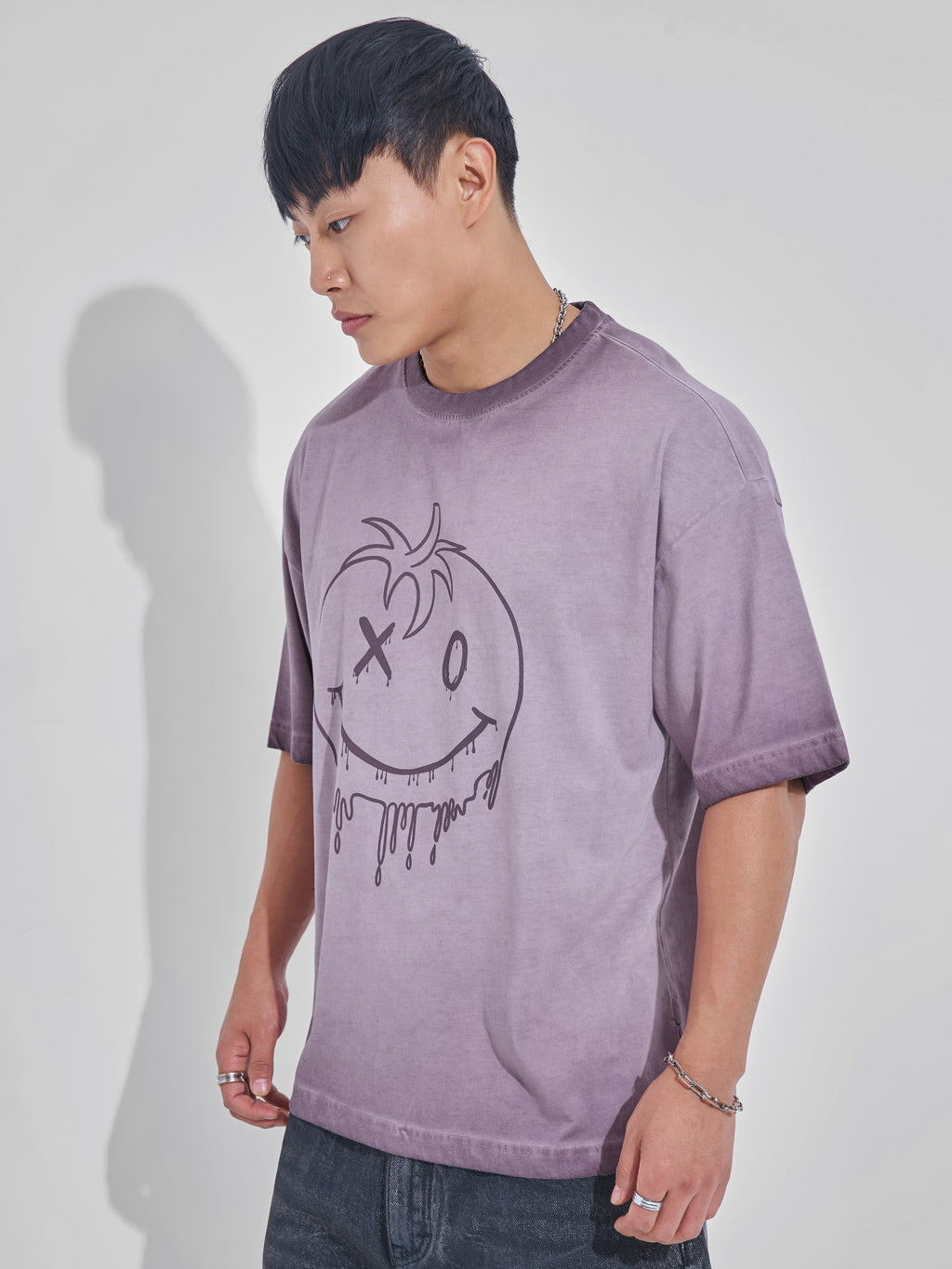 Highlander Men Mauve Printed Round Neck Oversized Fit T-Shirt - Mauve - Image 4