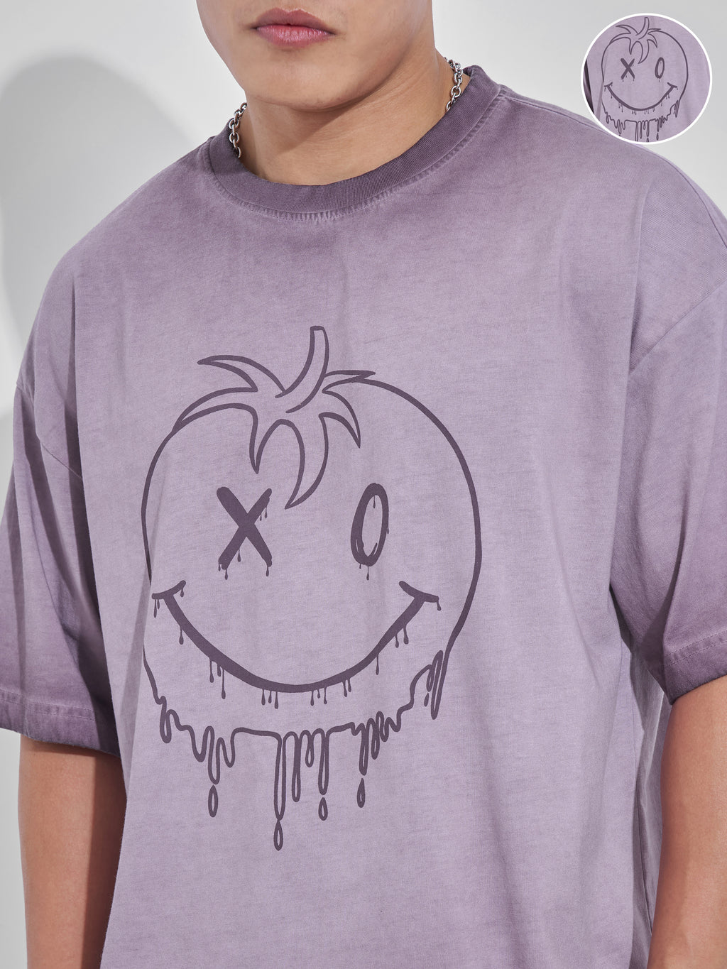 Highlander Men Mauve Printed Round Neck Oversized Fit T-Shirt - Mauve - Image 5