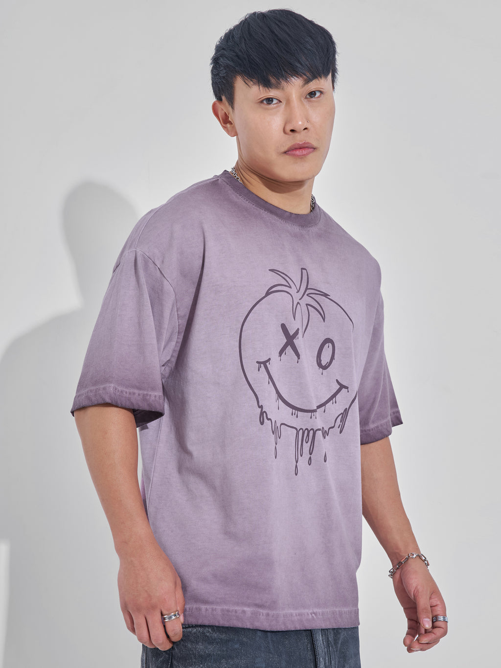 Highlander Men Mauve Printed Round Neck Oversized Fit T-Shirt - Mauve - Image 6