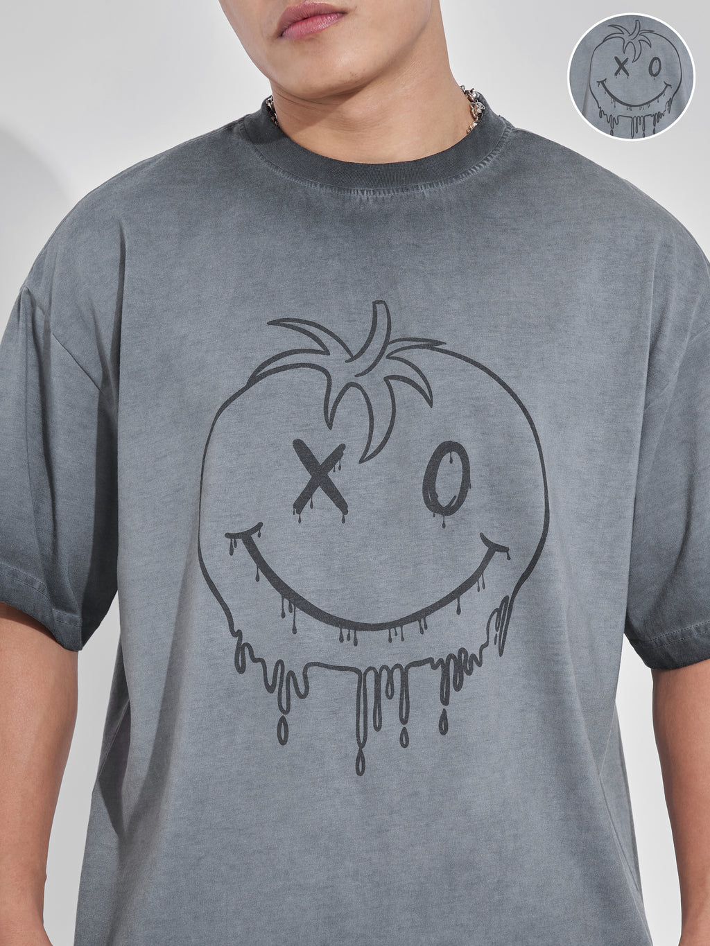 Highlander Men Grey Printed Round Neck Oversized Fit T-Shirt - Grey - Image 5