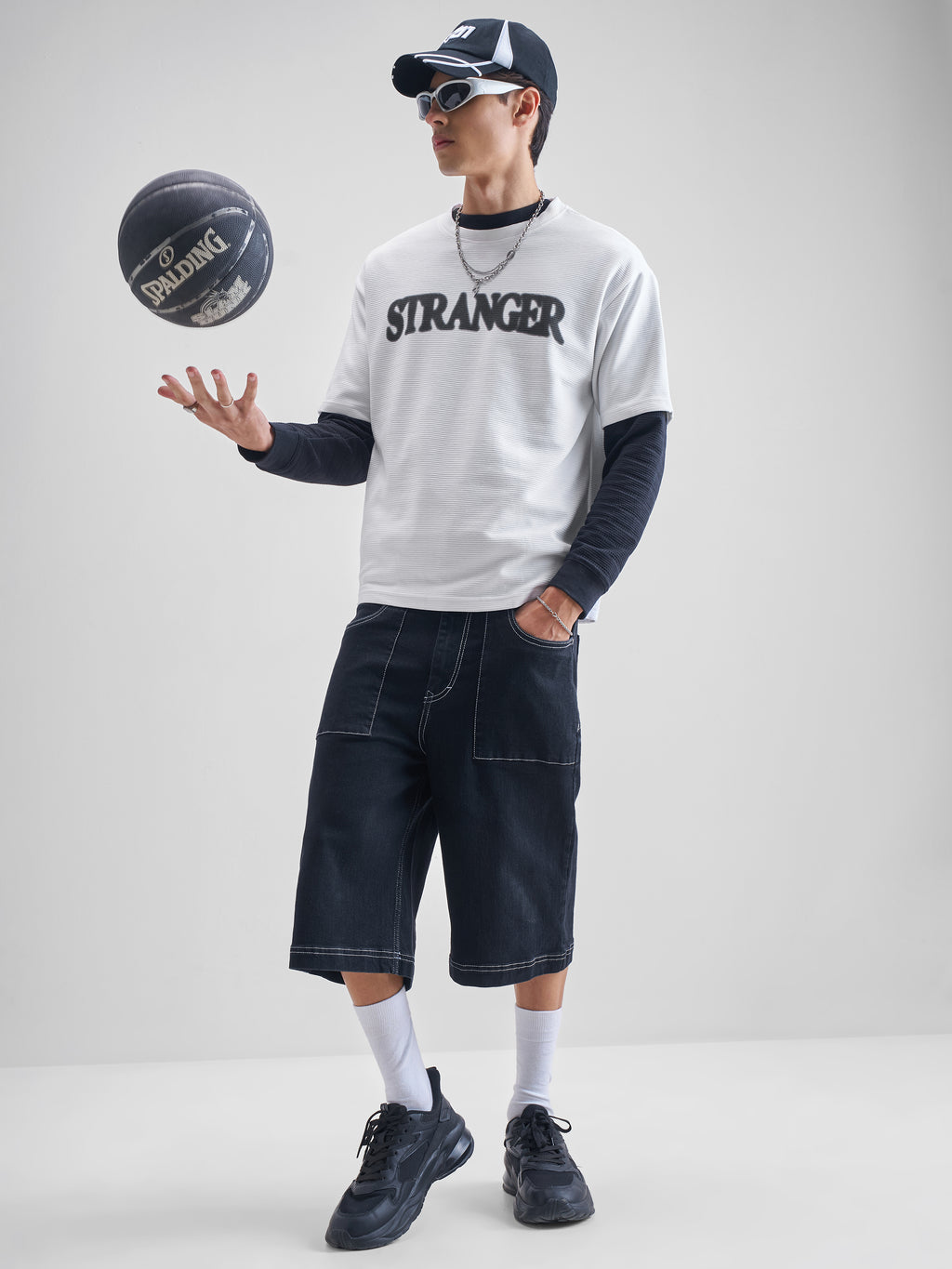 Highlander Men White Printed Round Neck Oversized Fit T-Shirt - White - Image 2