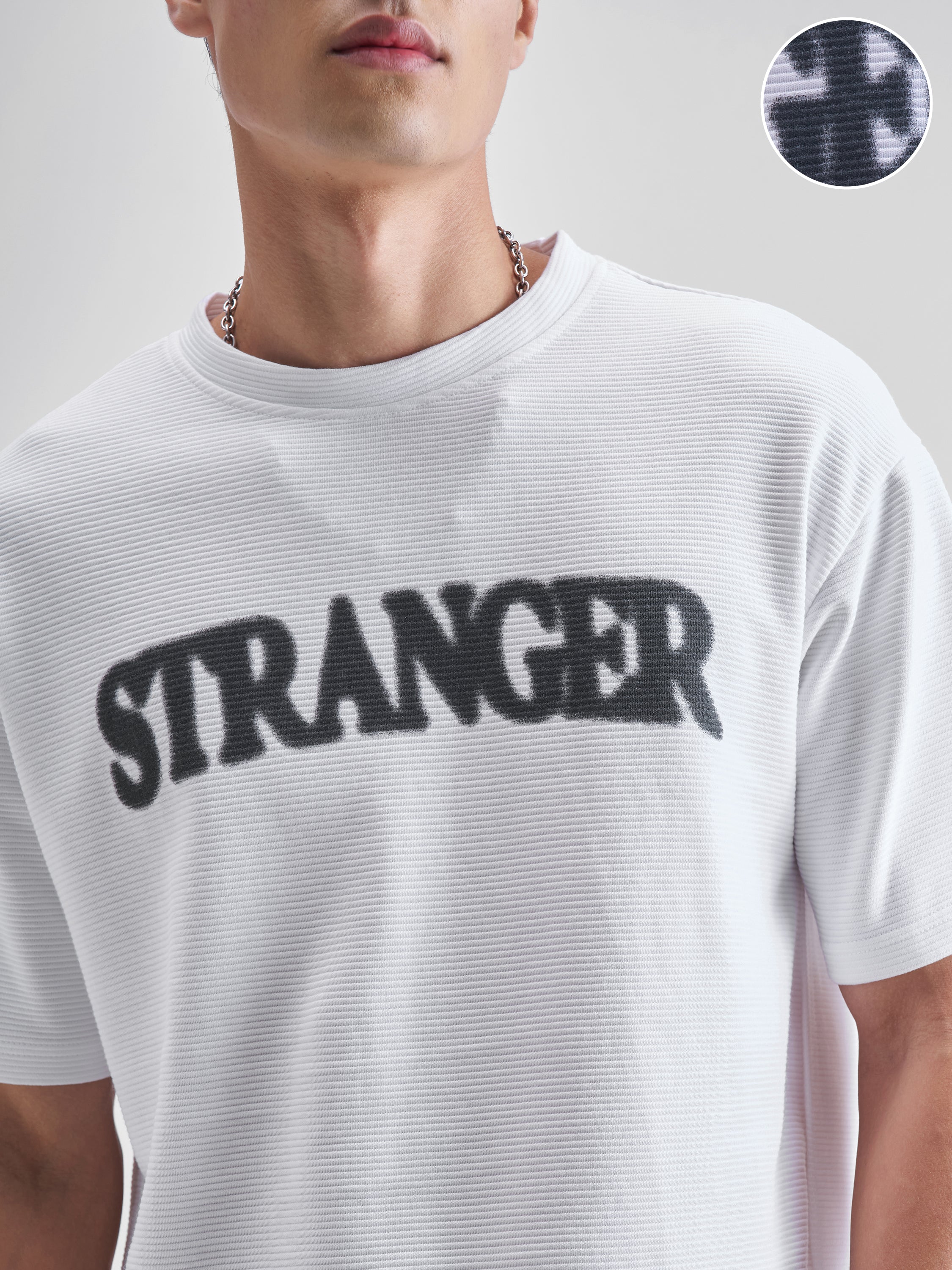 Highlander Men White Printed Round Neck Oversized Fit T-Shirt - White - Image 5