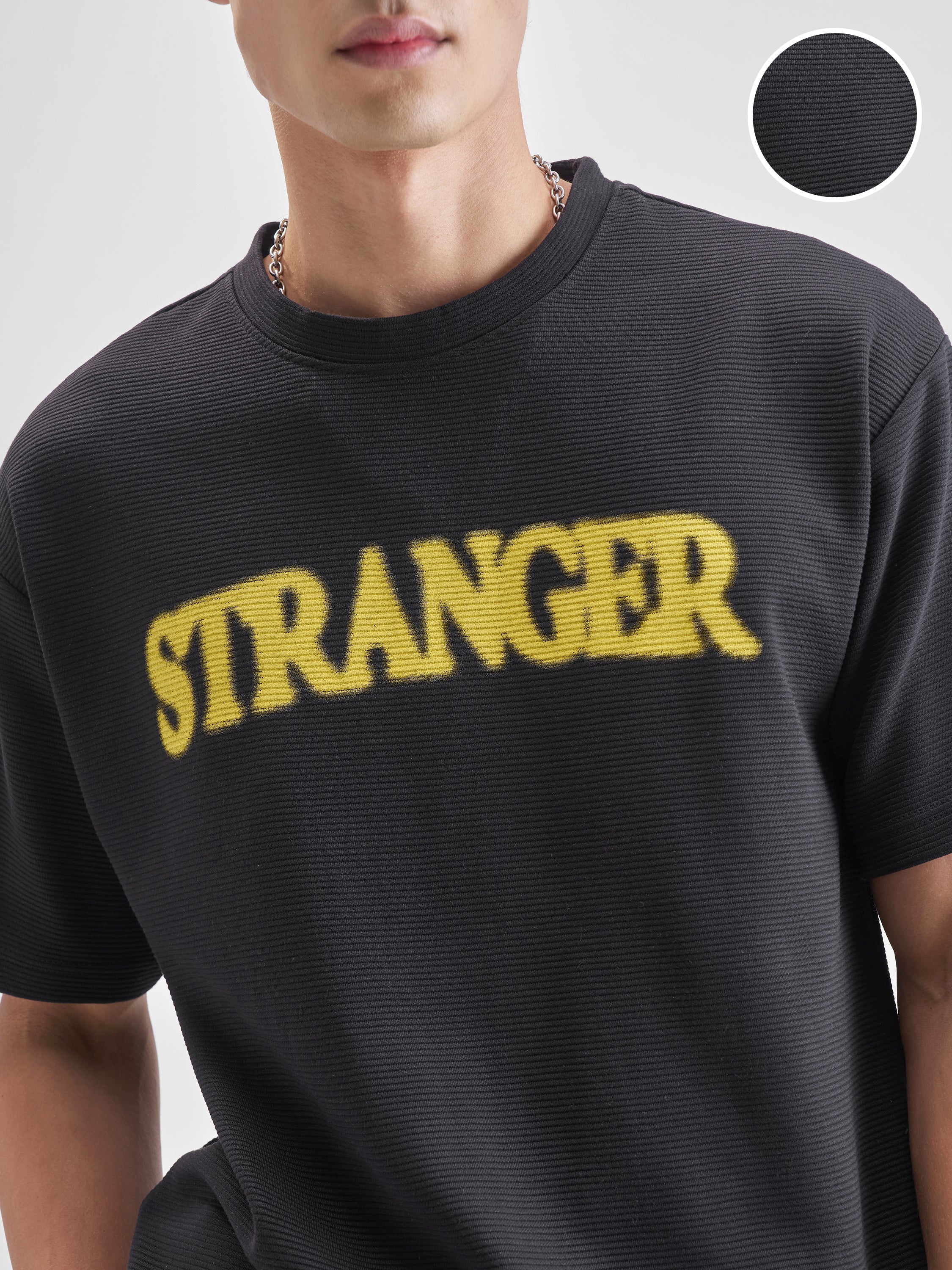 Highlander Men Black Printed Round Neck Oversized Fit T-Shirt - Black - Image 5