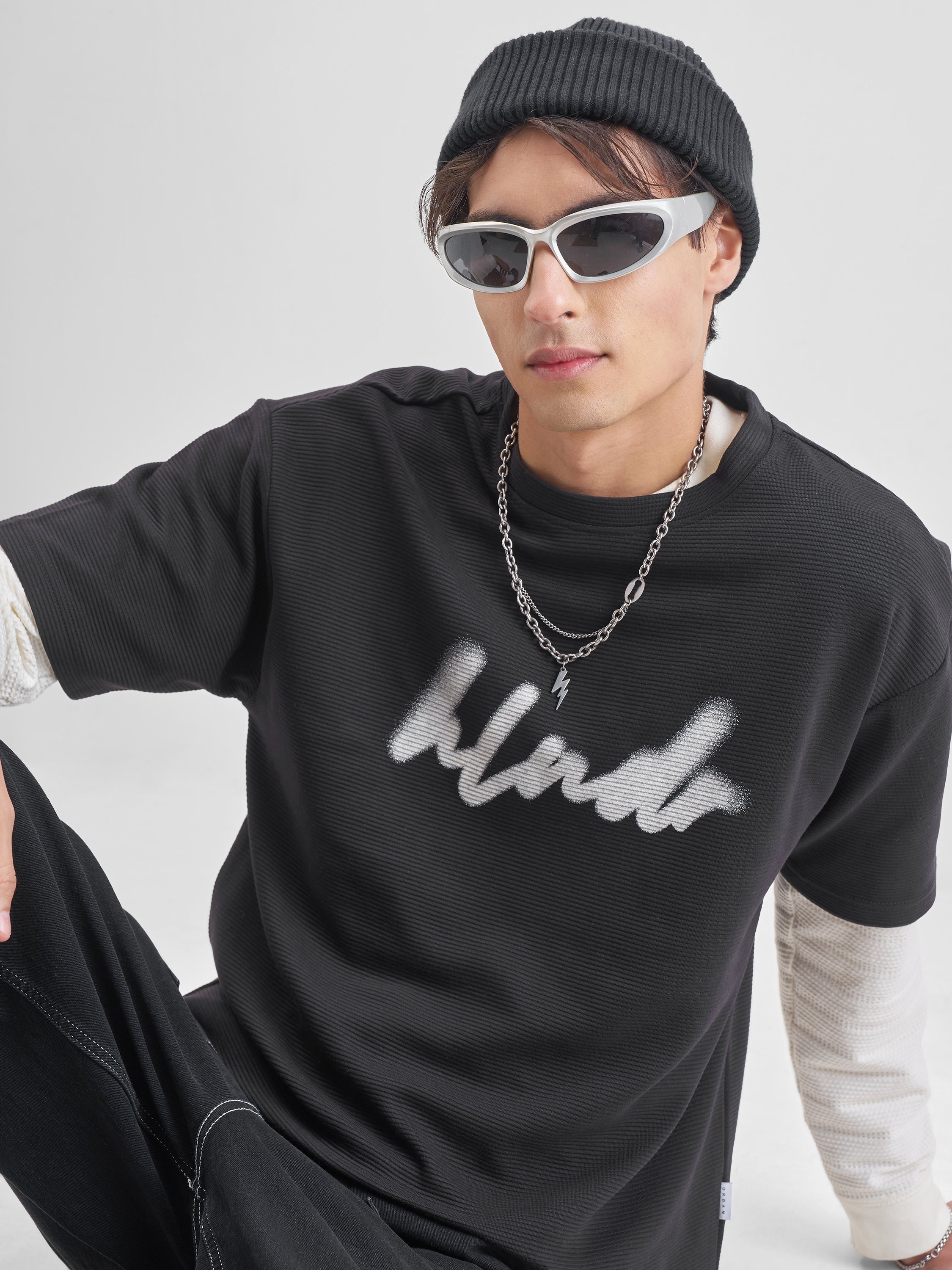 Highlander Men Black Printed Round Neck T-Shirt - Black - Image 1