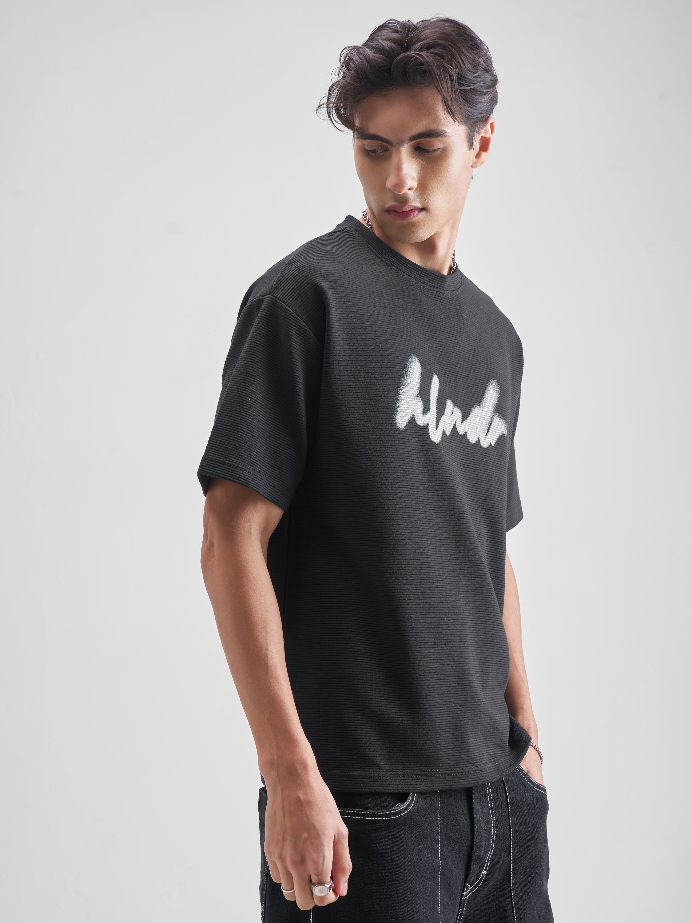 Highlander Men Black Printed Round Neck T-Shirt - Black - Image 6