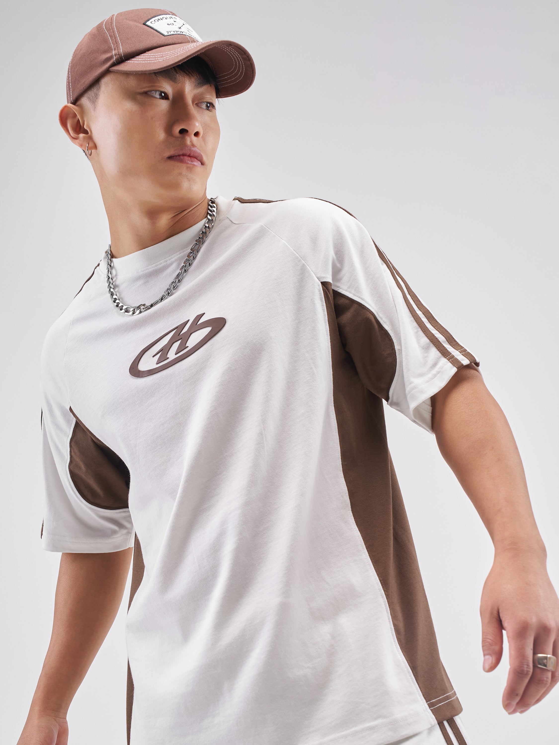 Highlander Men White Colourblocked Round Neck T-Shirt - White - Image 1