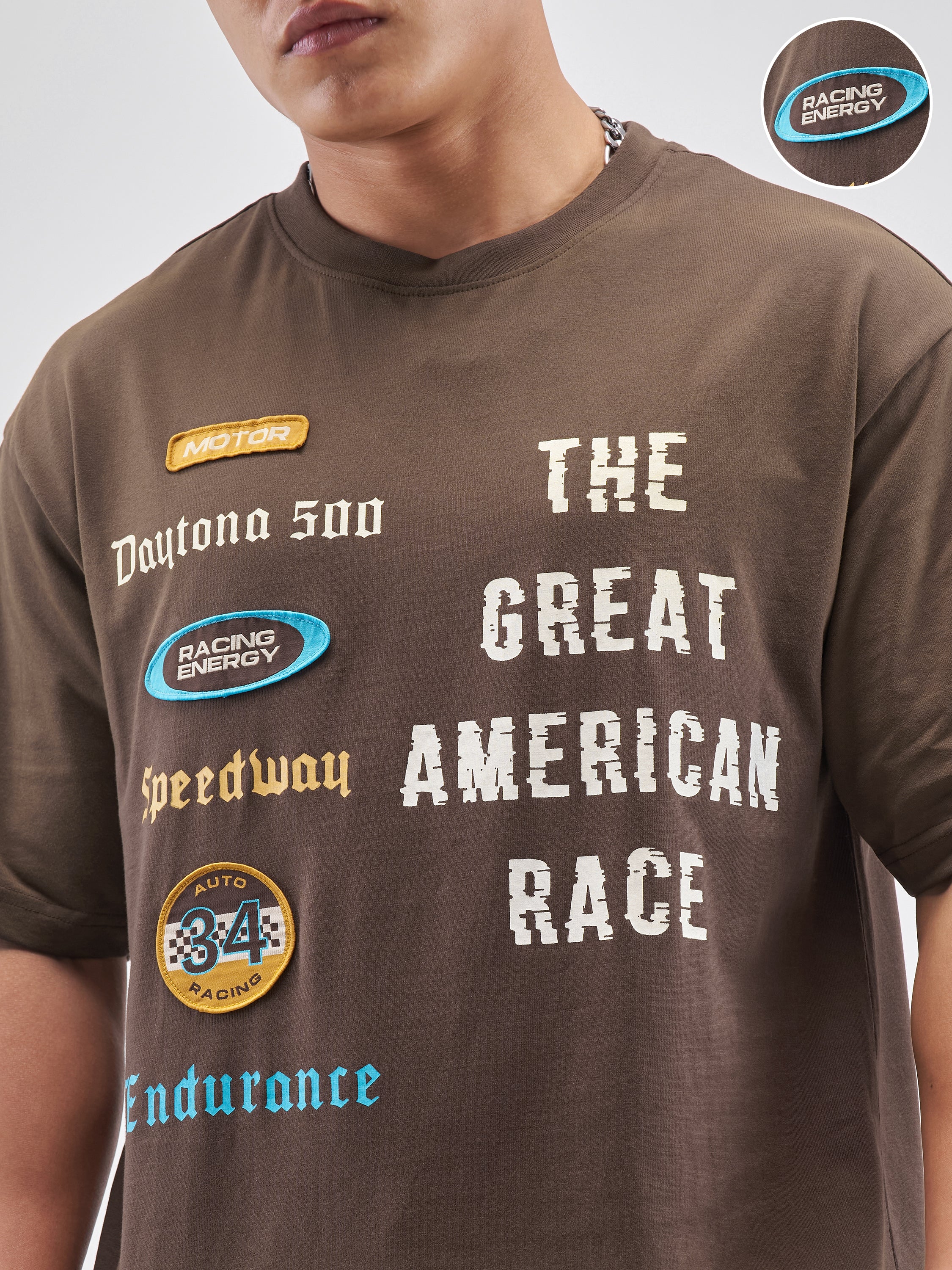 Highlander Men Brown Printed Round Neck T-Shirt - Brown - Image 5