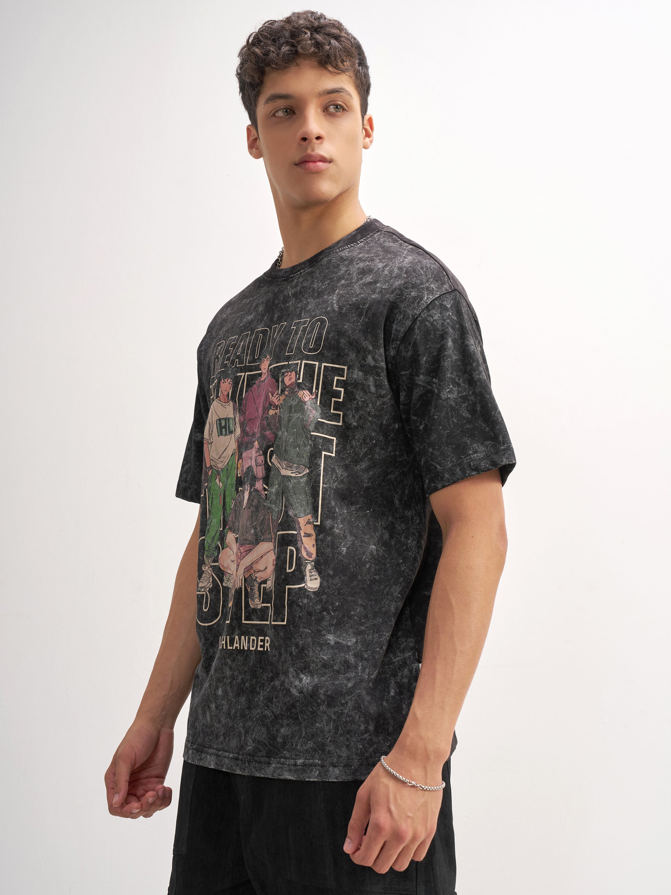 Highlander Men Black Printed Round Neck T-Shirt - Black - Image 4