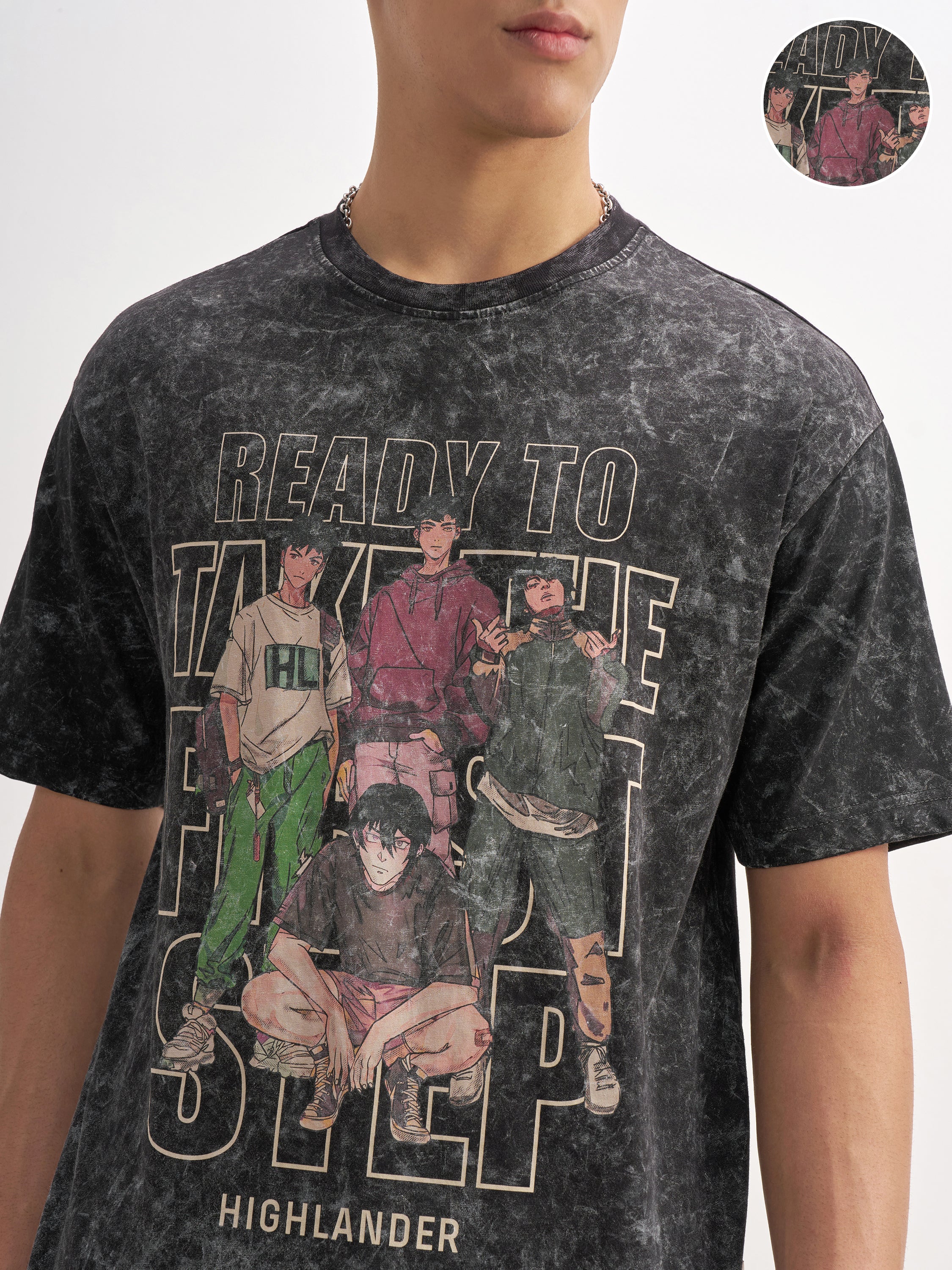 Highlander Men Black Printed Round Neck T-Shirt - Black - Image 5