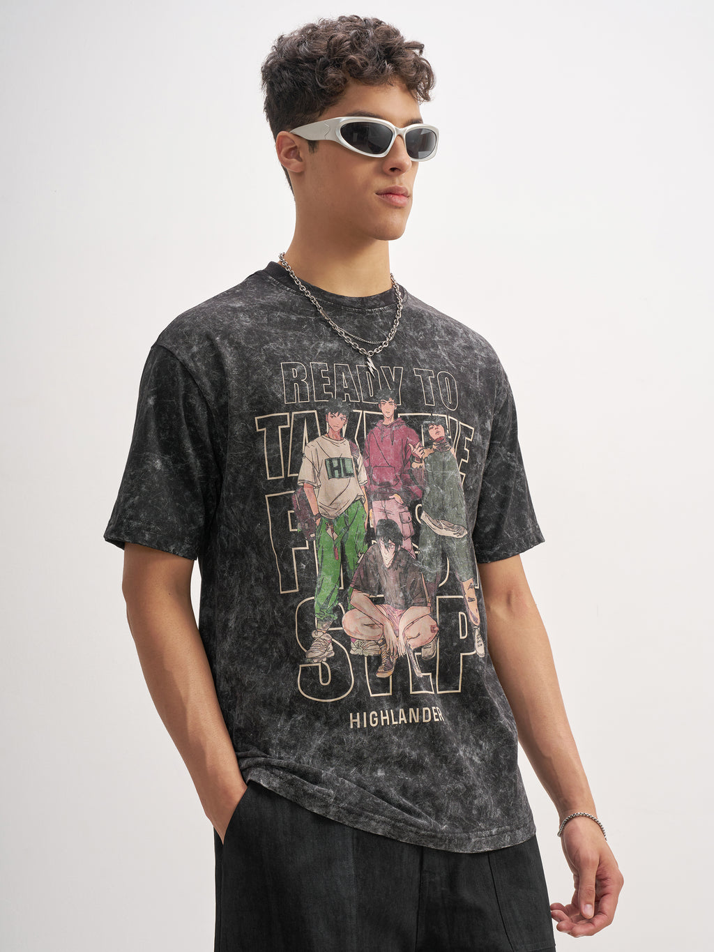 Highlander Men Black Printed Round Neck T-Shirt - Black - Image 6