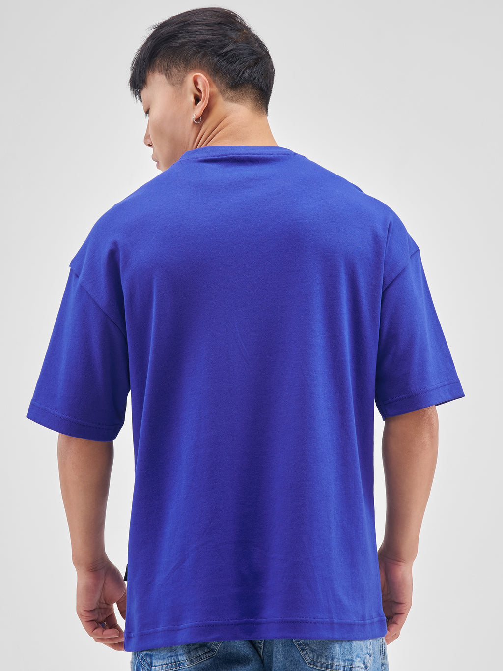 Highlander Men Blue Printed Round Neck Oversized Fit T-Shirt - Blue - Image 3