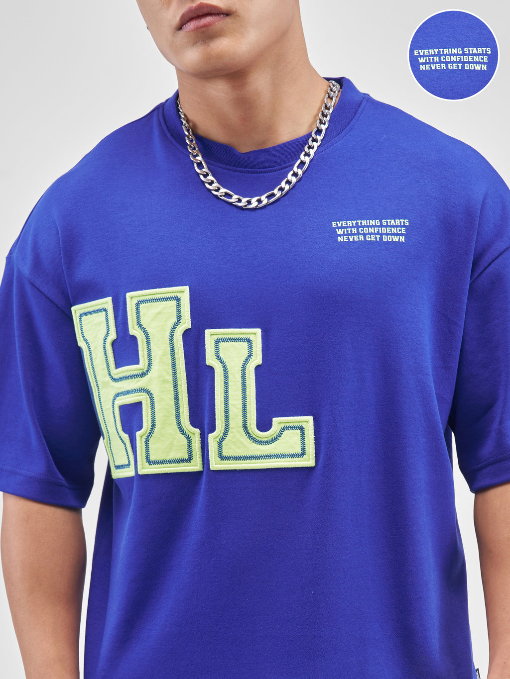 Highlander Men Blue Printed Round Neck Oversized Fit T-Shirt - Blue - Image 5