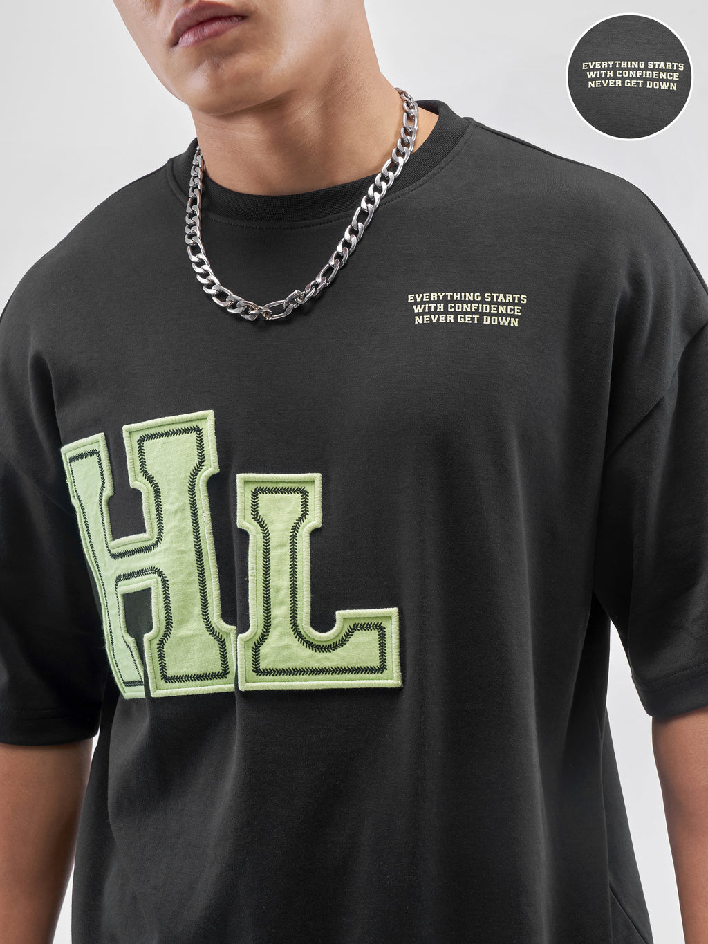 Highlander Men Black Printed Round Neck Oversized Fit T-Shirt - Black - Image 5