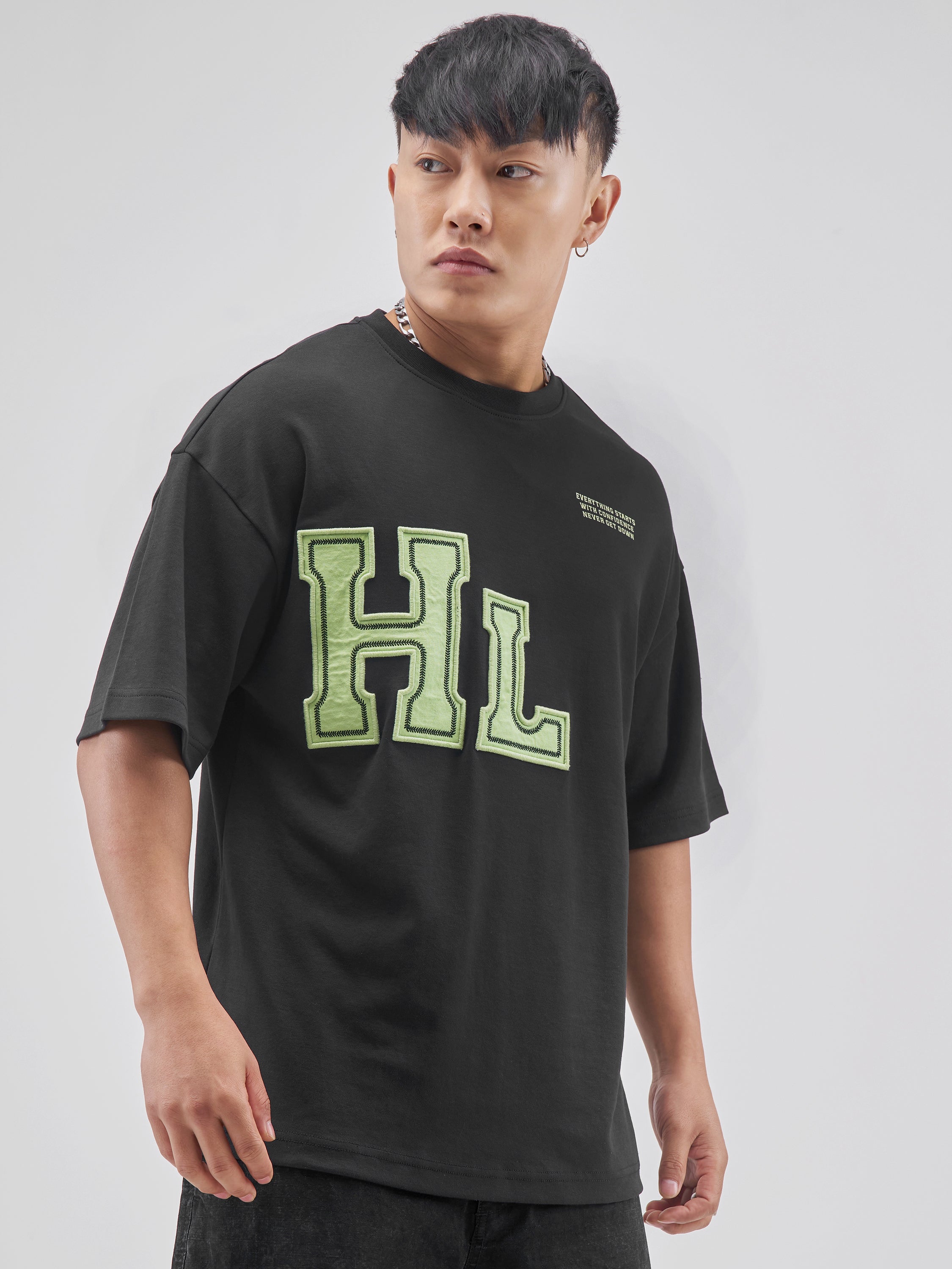 Highlander Men Black Printed Round Neck Oversized Fit T-Shirt - Black - Image 6