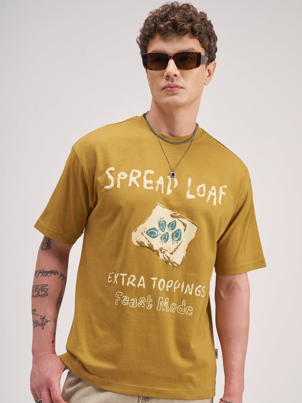 Highlander Men Mustard Printed Round Neck T-Shirt - Mustard - Image 1