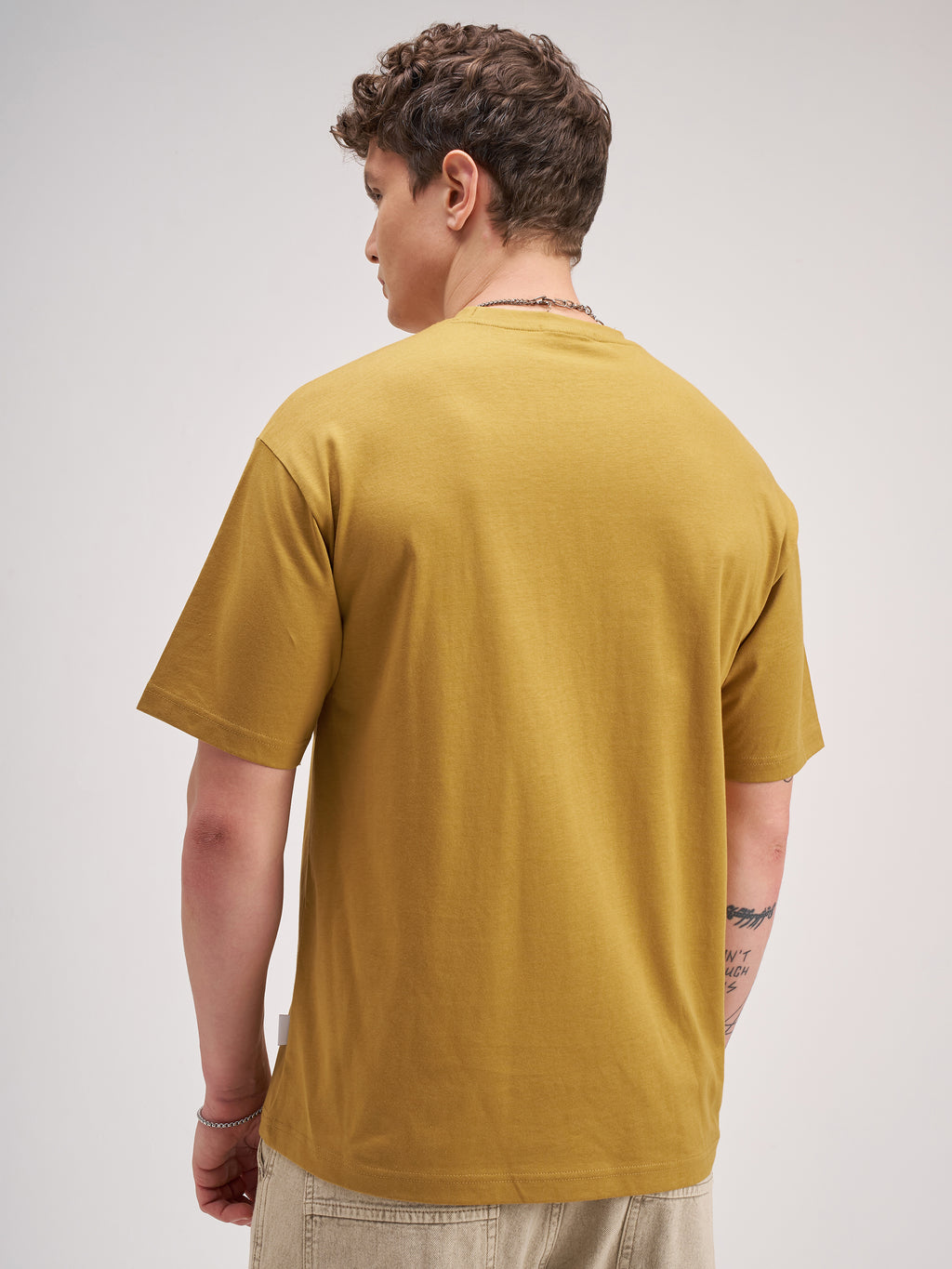 Highlander Men Mustard Printed Round Neck T-Shirt - Mustard - Image 3