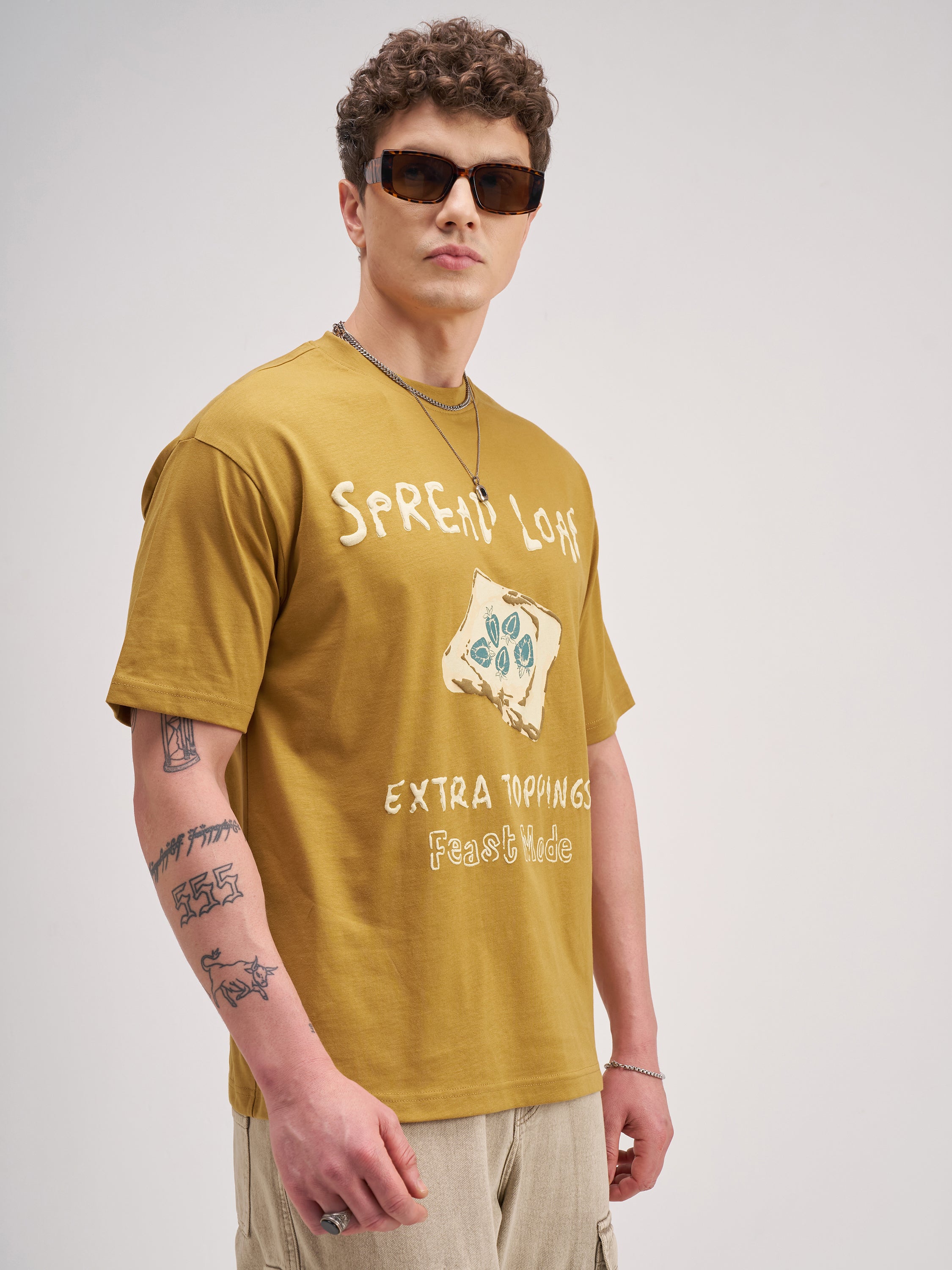 Highlander Men Mustard Printed Round Neck T-Shirt - Mustard - Image 6