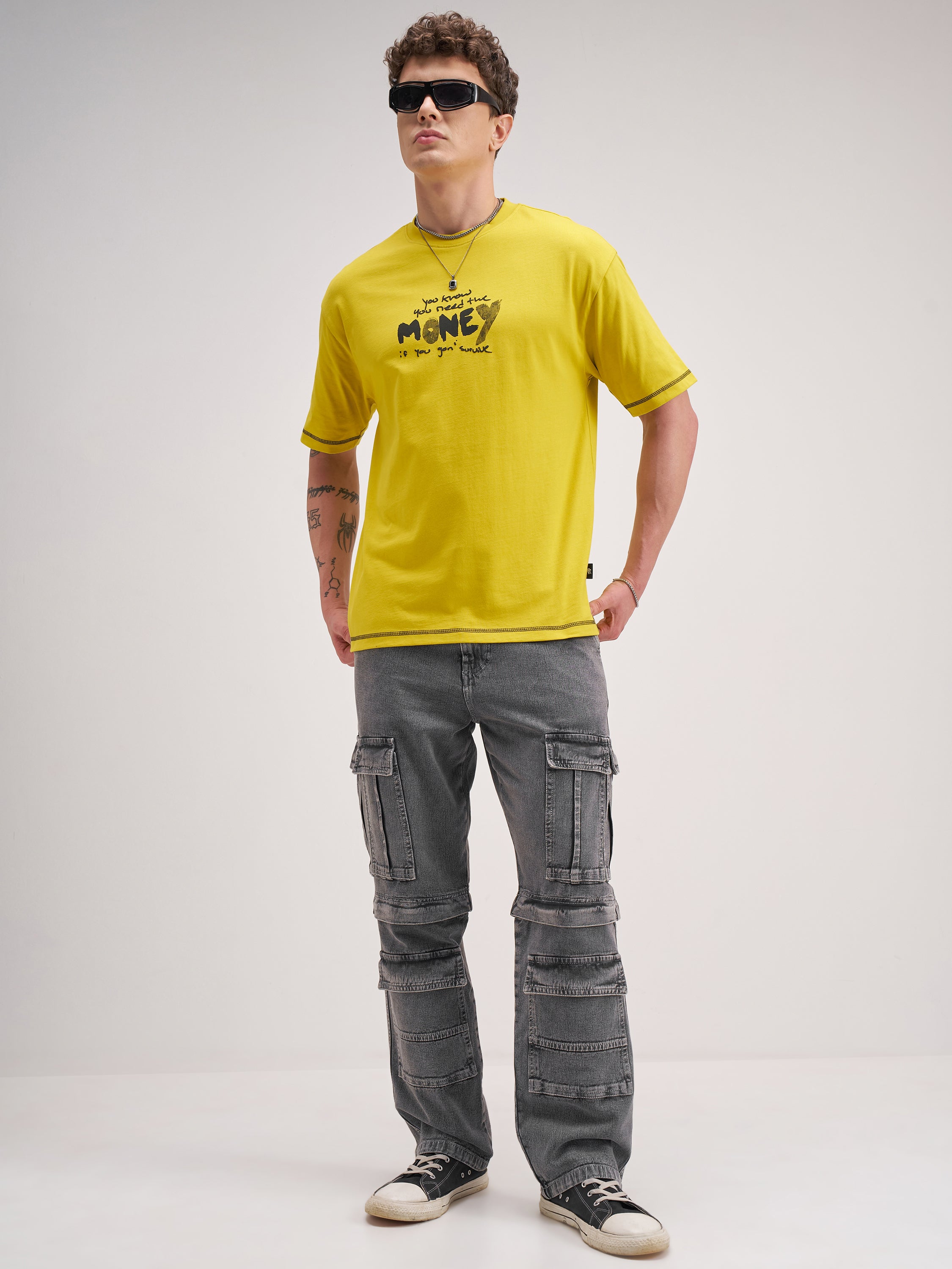 Highlander Men Yellow Printed Round Neck T-Shirt - Yellow - Image 2