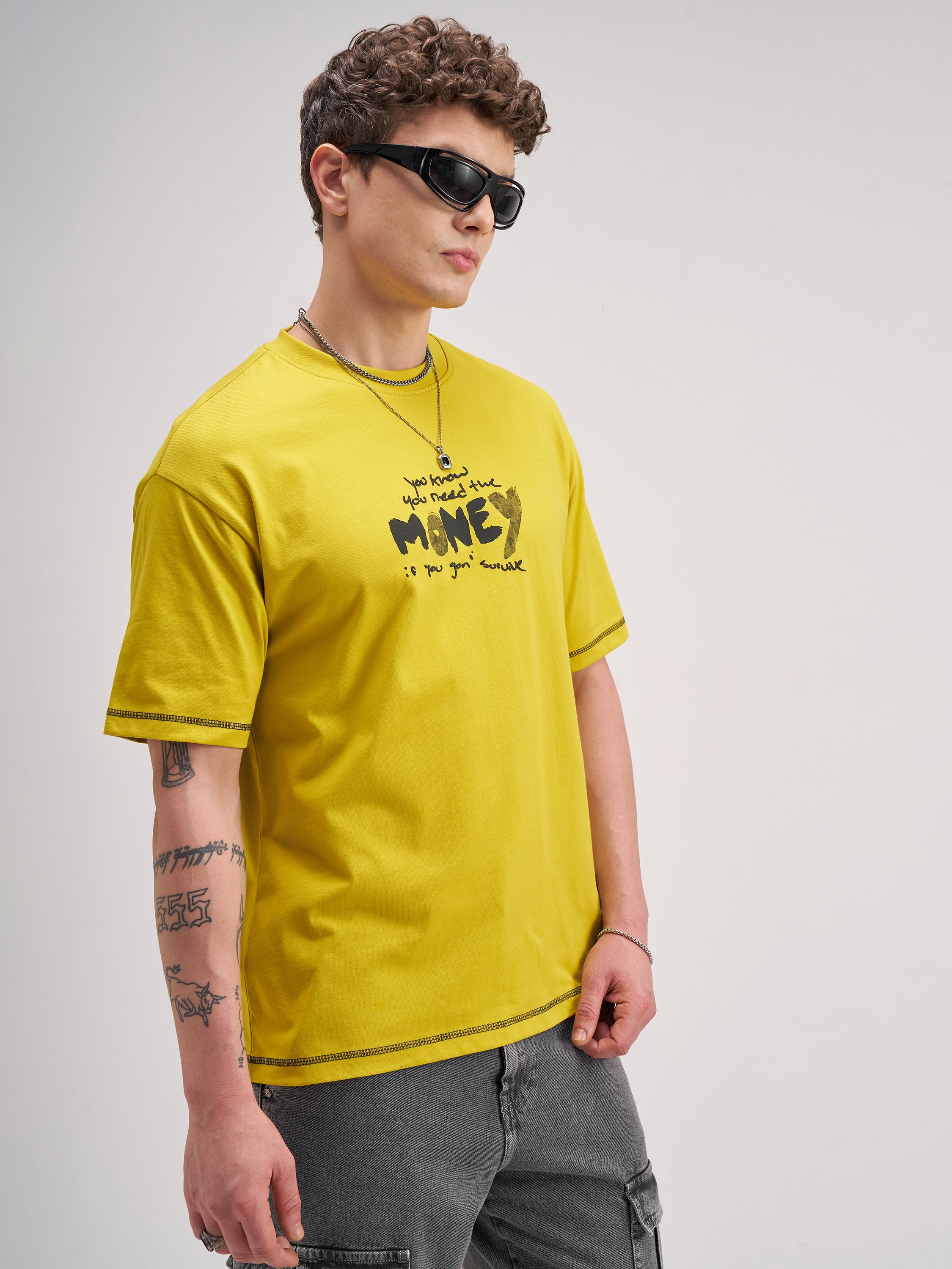 Highlander Men Yellow Printed Round Neck T-Shirt - Yellow - Image 6