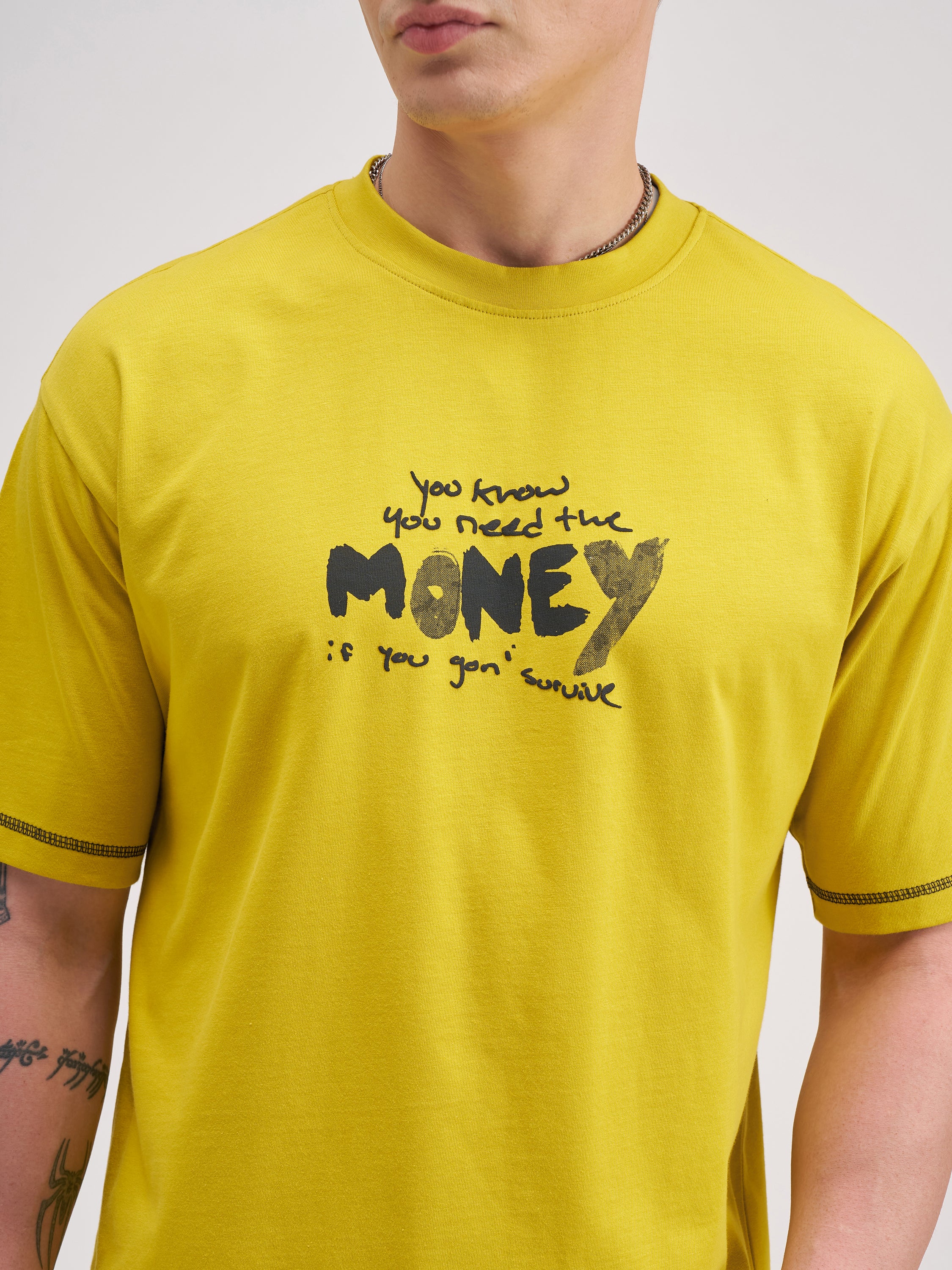 Highlander Men Yellow Printed Round Neck T-Shirt - Yellow - Image 7