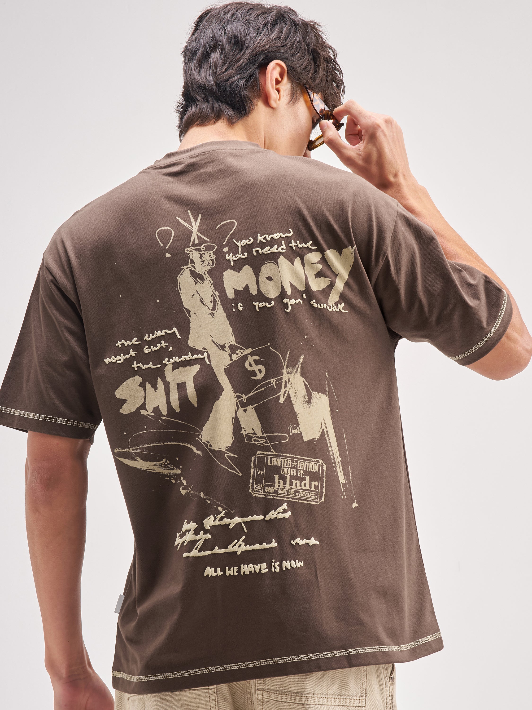 Highlander Men Brown Printed Round Neck T-Shirt - Brown - Image 1