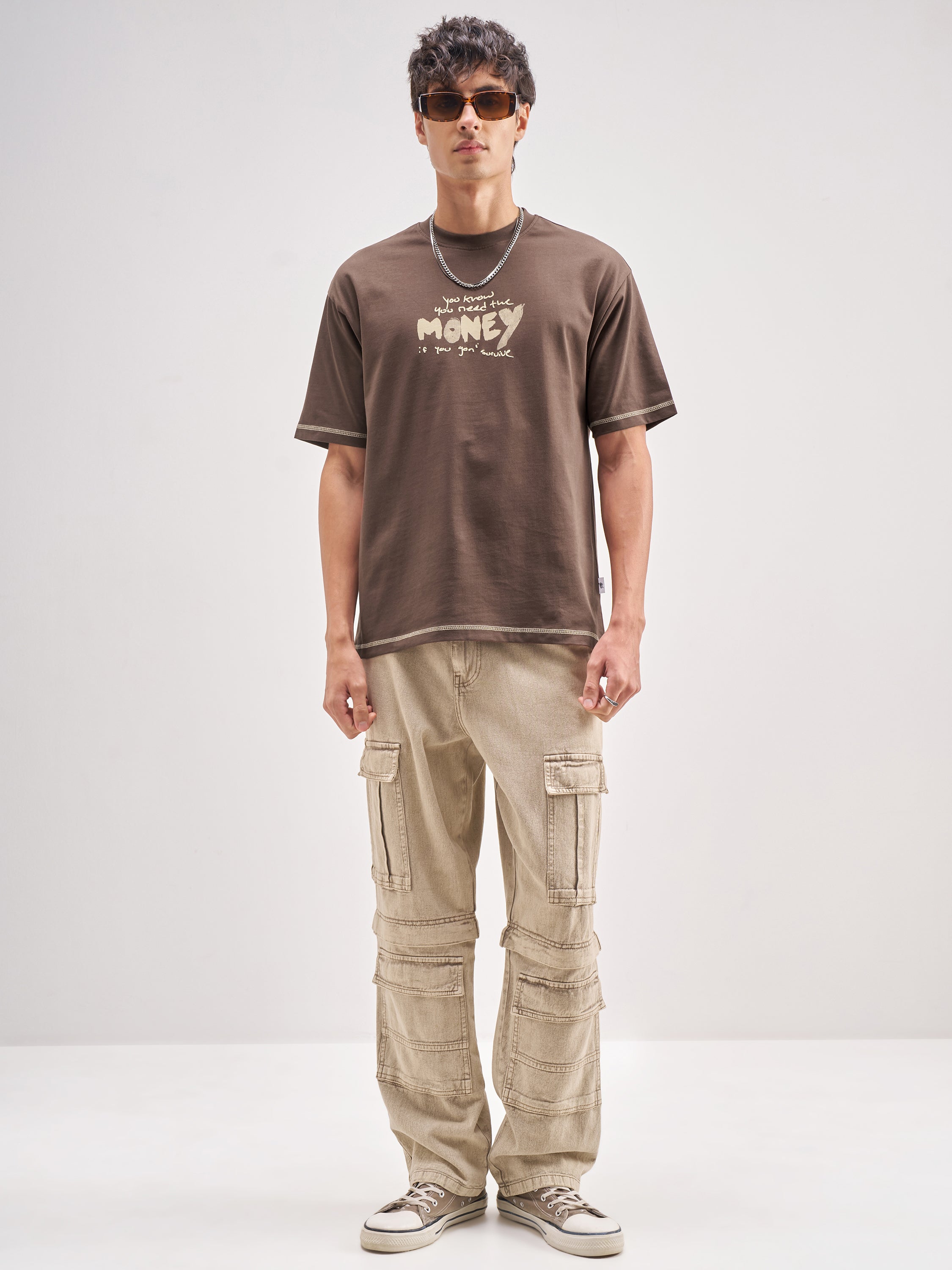 Highlander Men Brown Printed Round Neck T-Shirt - Brown - Image 2