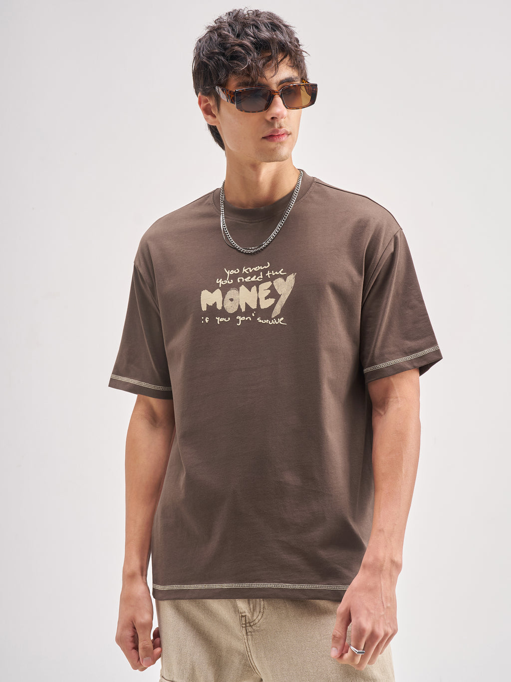 Highlander Men Brown Printed Round Neck T-Shirt - Brown - Image 3