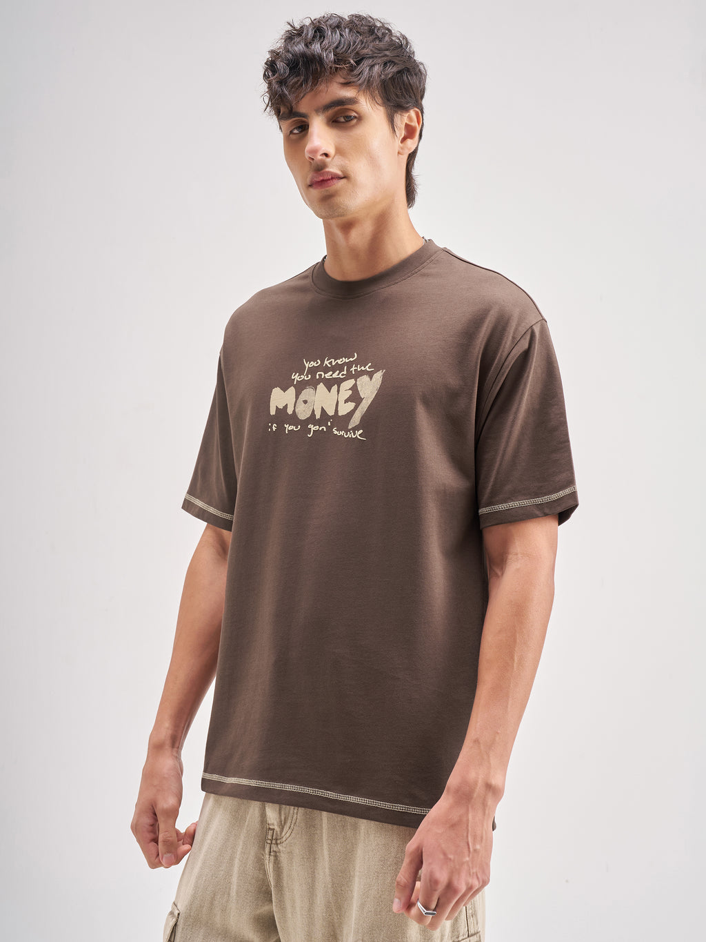 Highlander Men Brown Printed Round Neck T-Shirt - Brown - Image 4