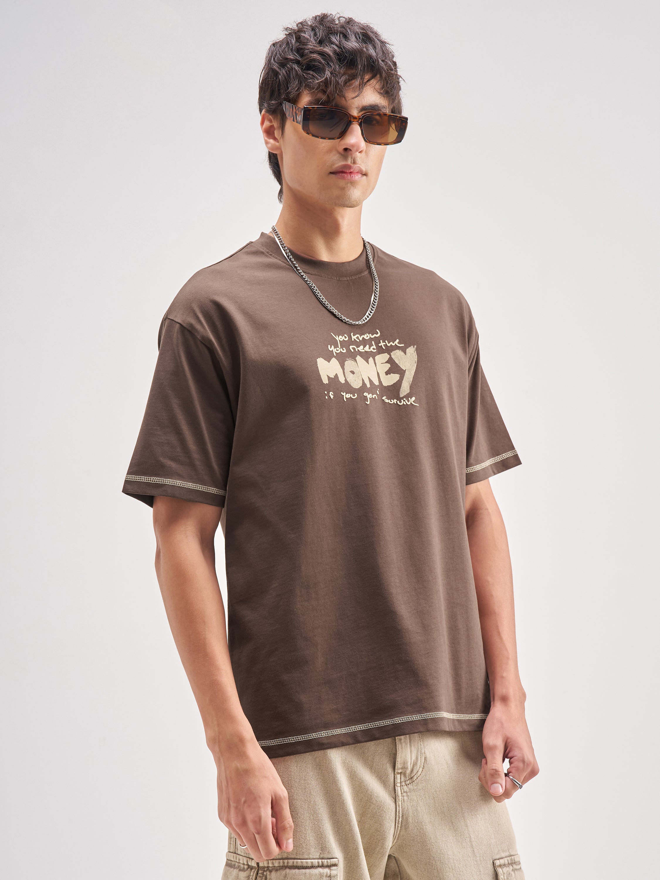 Highlander Men Brown Printed Round Neck T-Shirt - Brown - Image 6