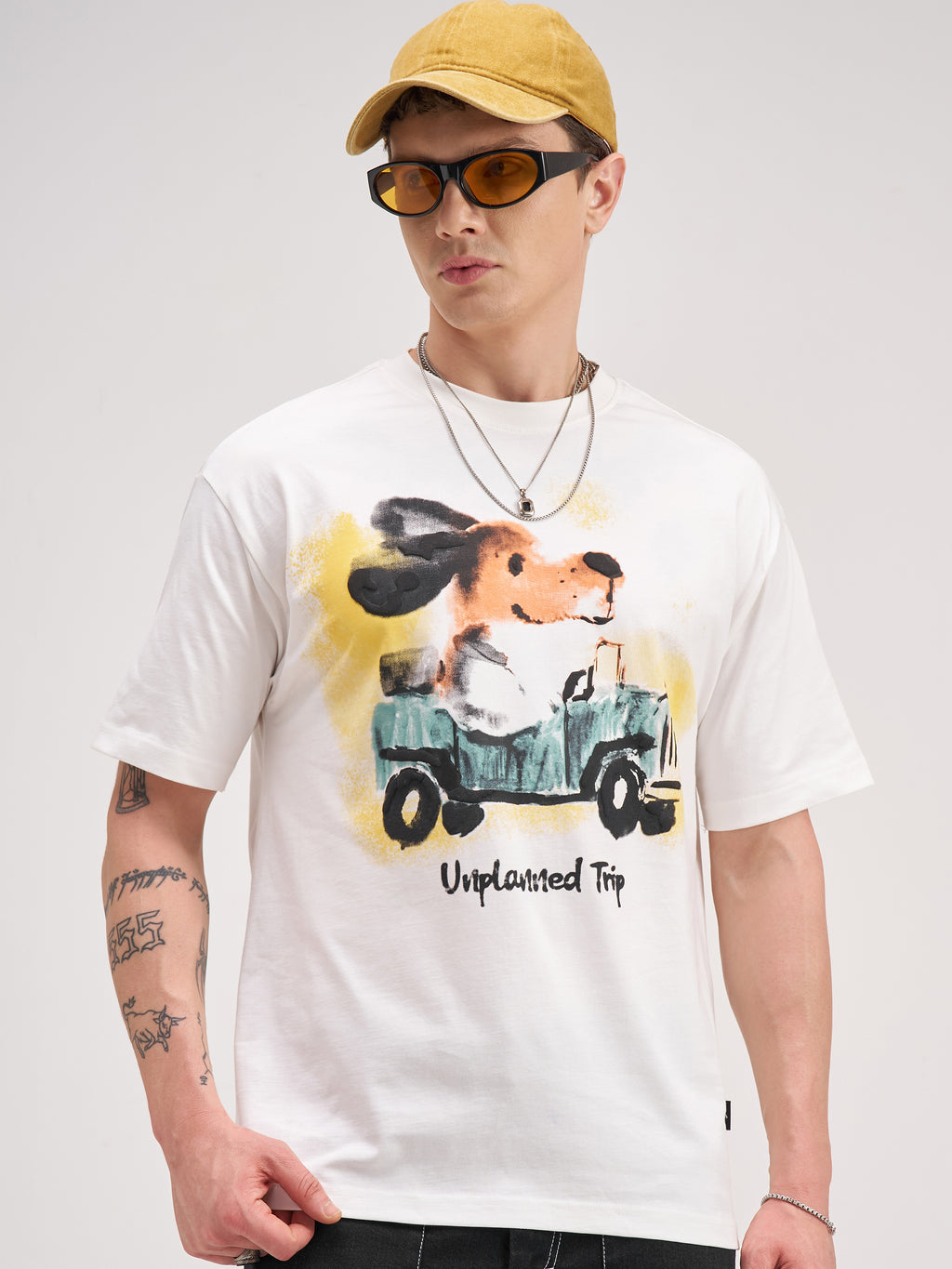 Highlander Men White Printed Round Neck T-Shirt - White - Image 1