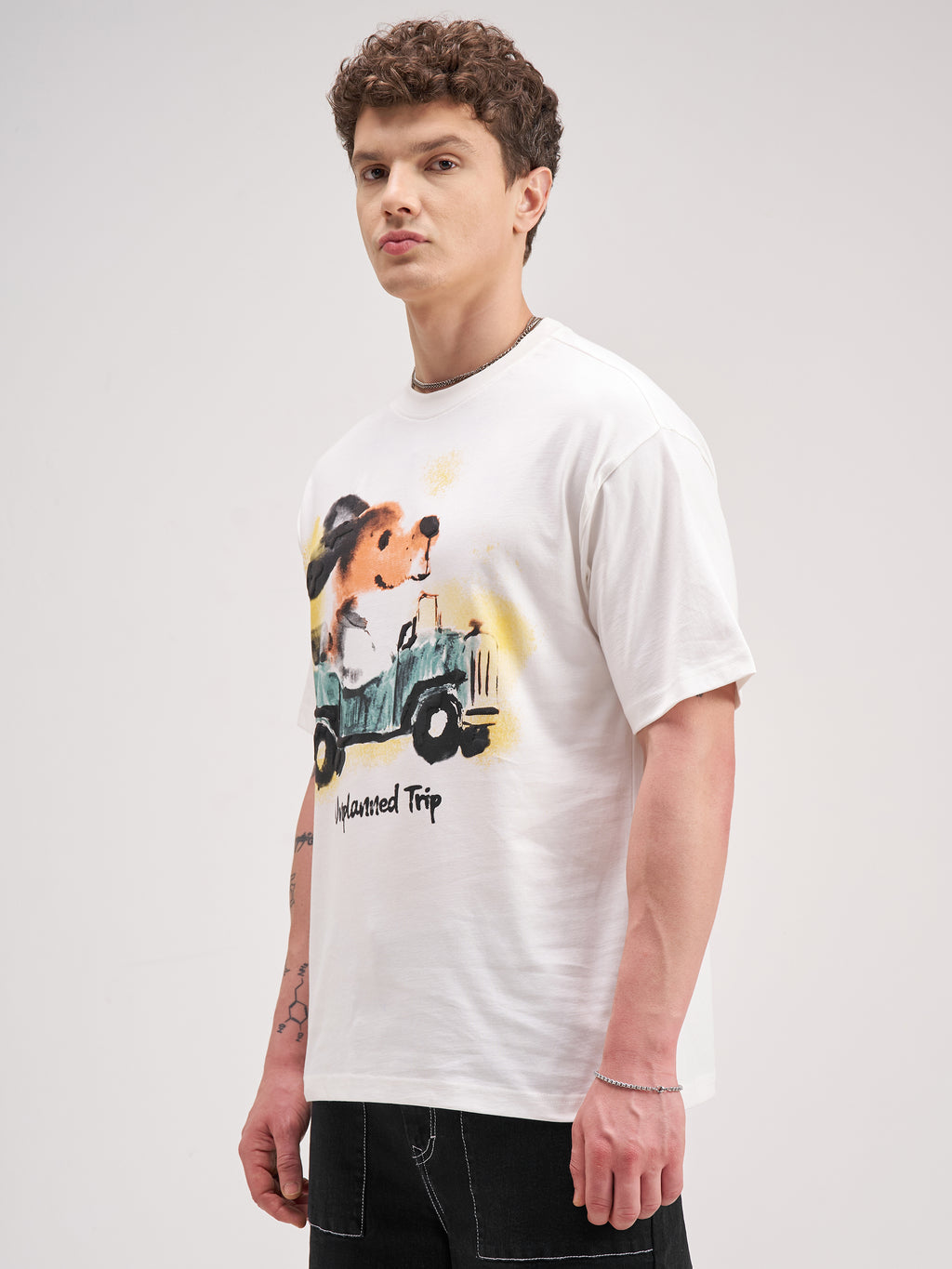 Highlander Men White Printed Round Neck T-Shirt - White - Image 4